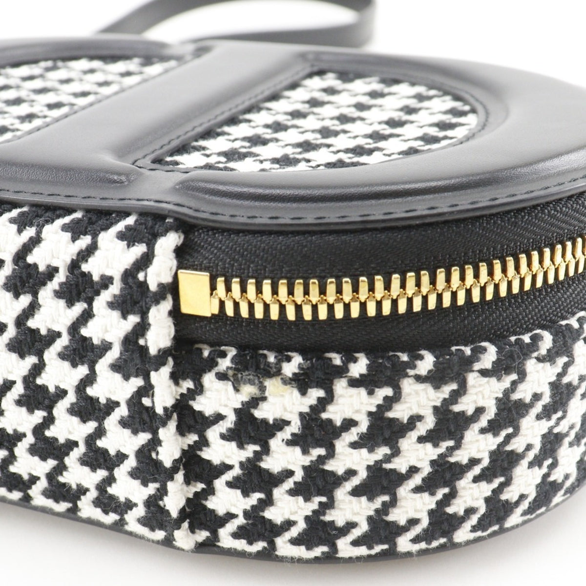 Christian Dior Black White Canvas Leather Shoulder Bag (Pre-Owned)