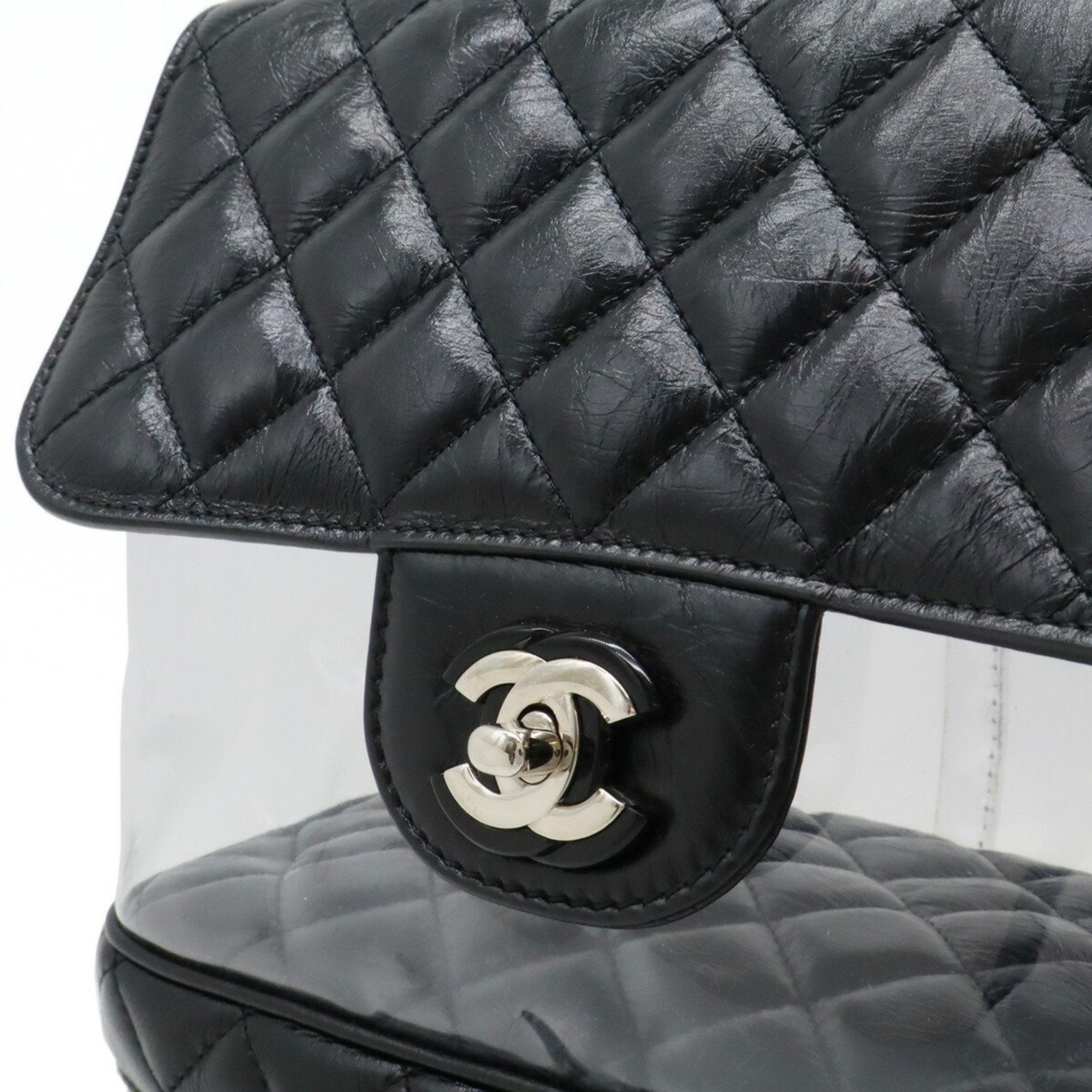 Chanel Black Vinyl Leather Shoulder Bag (Pre-Owned)
