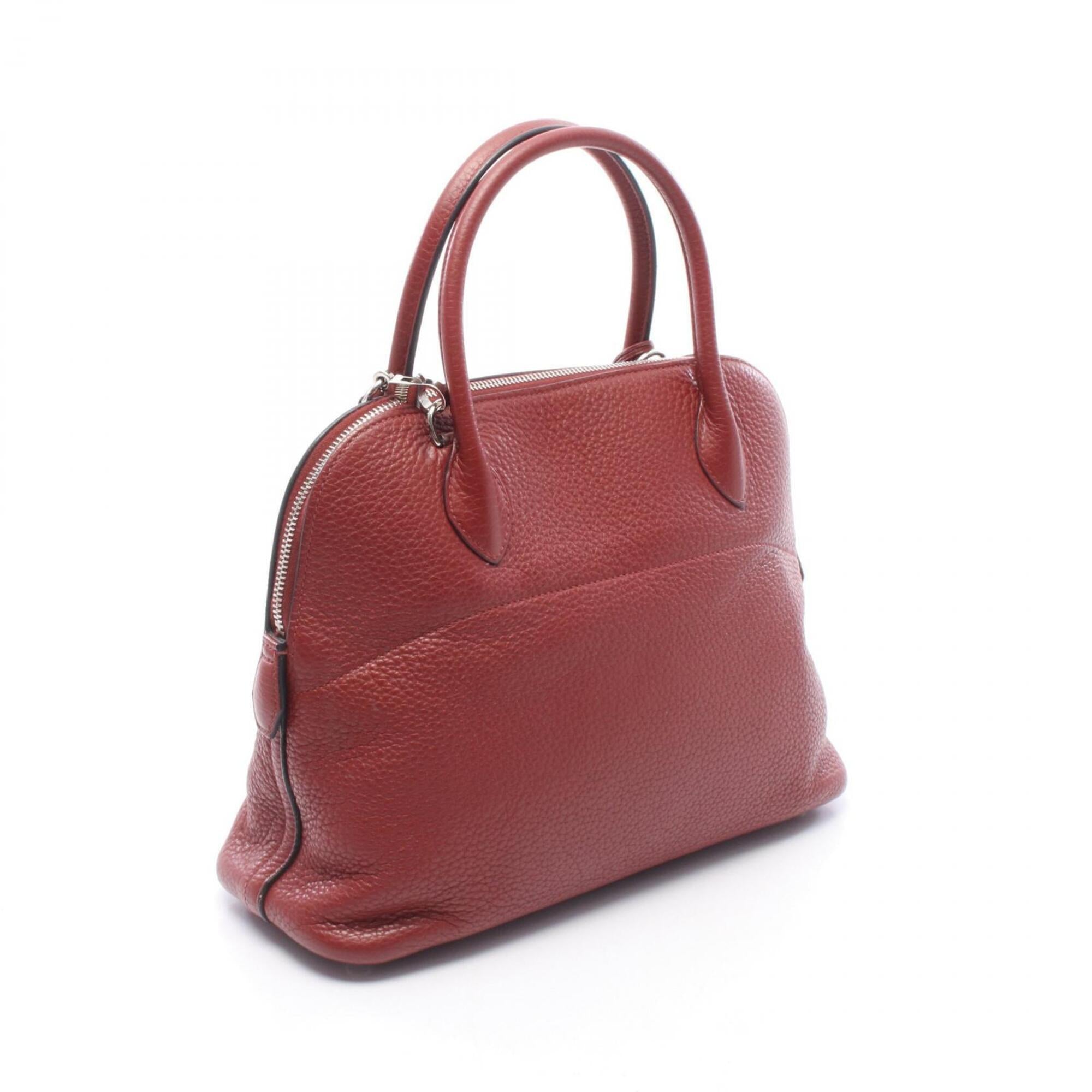 Hermes Bordeaux Ruby Taurillon Clemence Leather Leather Handbag (Pre-Owned)