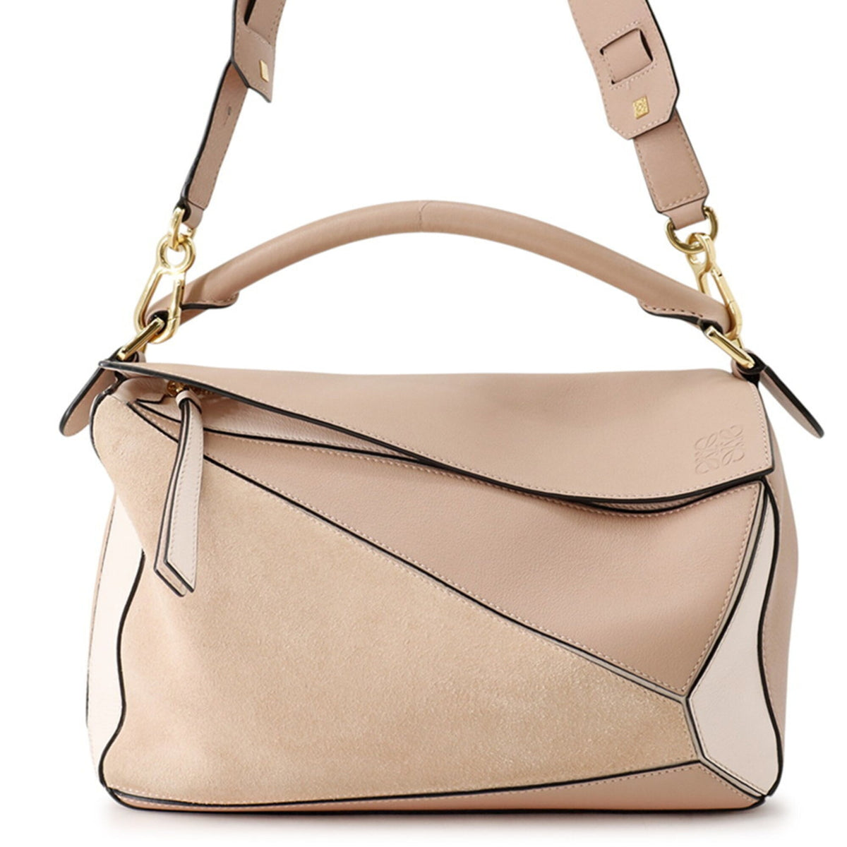 Loewe Pink Pink Beige Suede Leather Handbag Shoulder Bag (Pre-Owned)