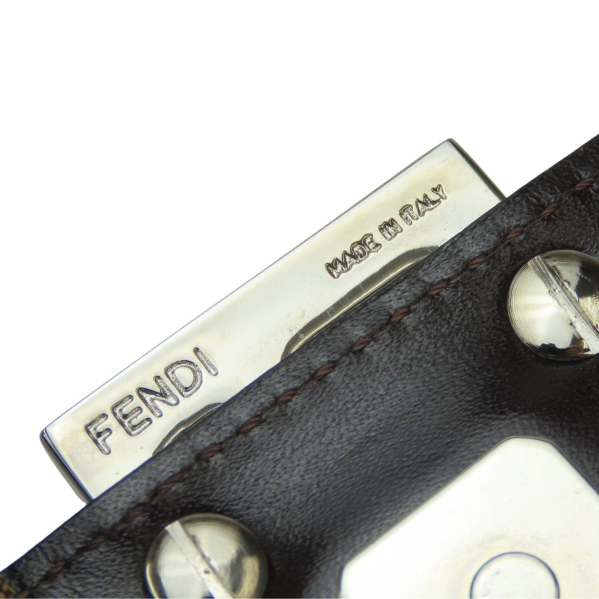 Fendi Black Brown Canvas Leather Handbag (Pre-Owned)
