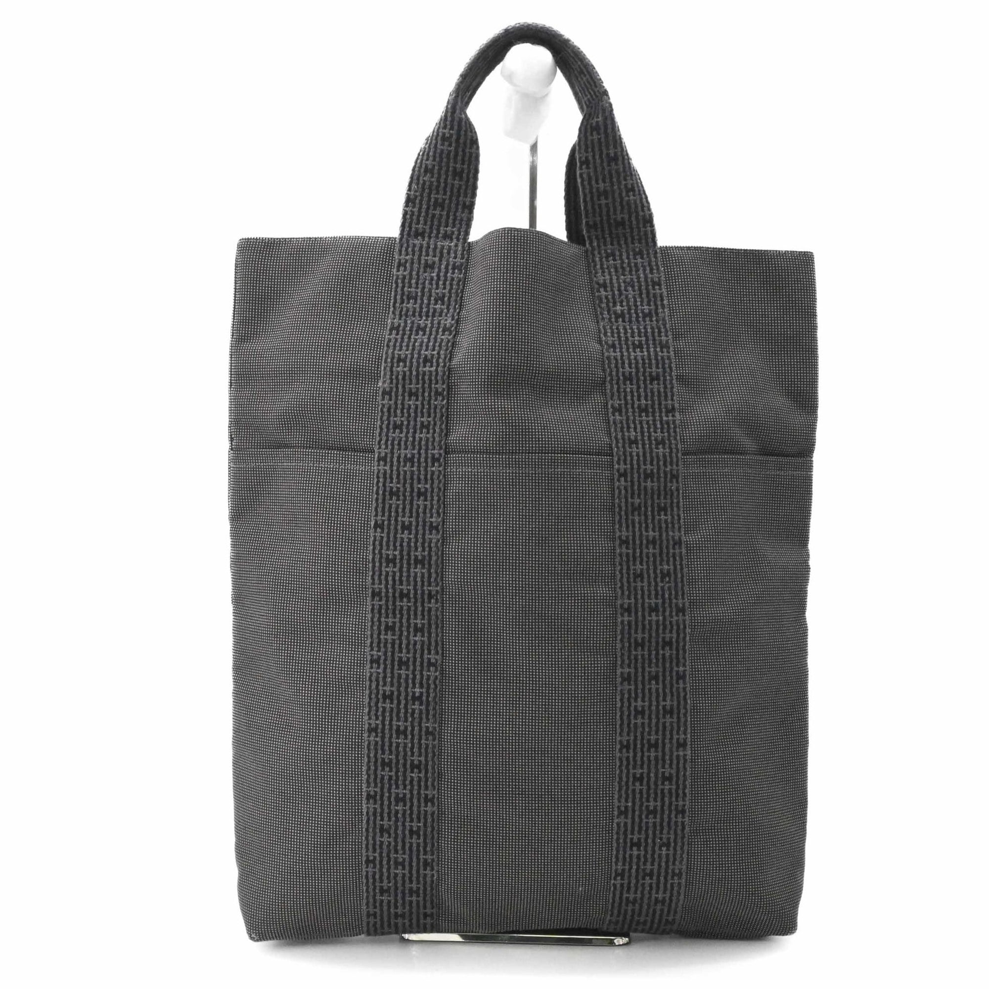 Hermes Her Line Gray Canvas Handbag Tote Bag (Pre-Owned)