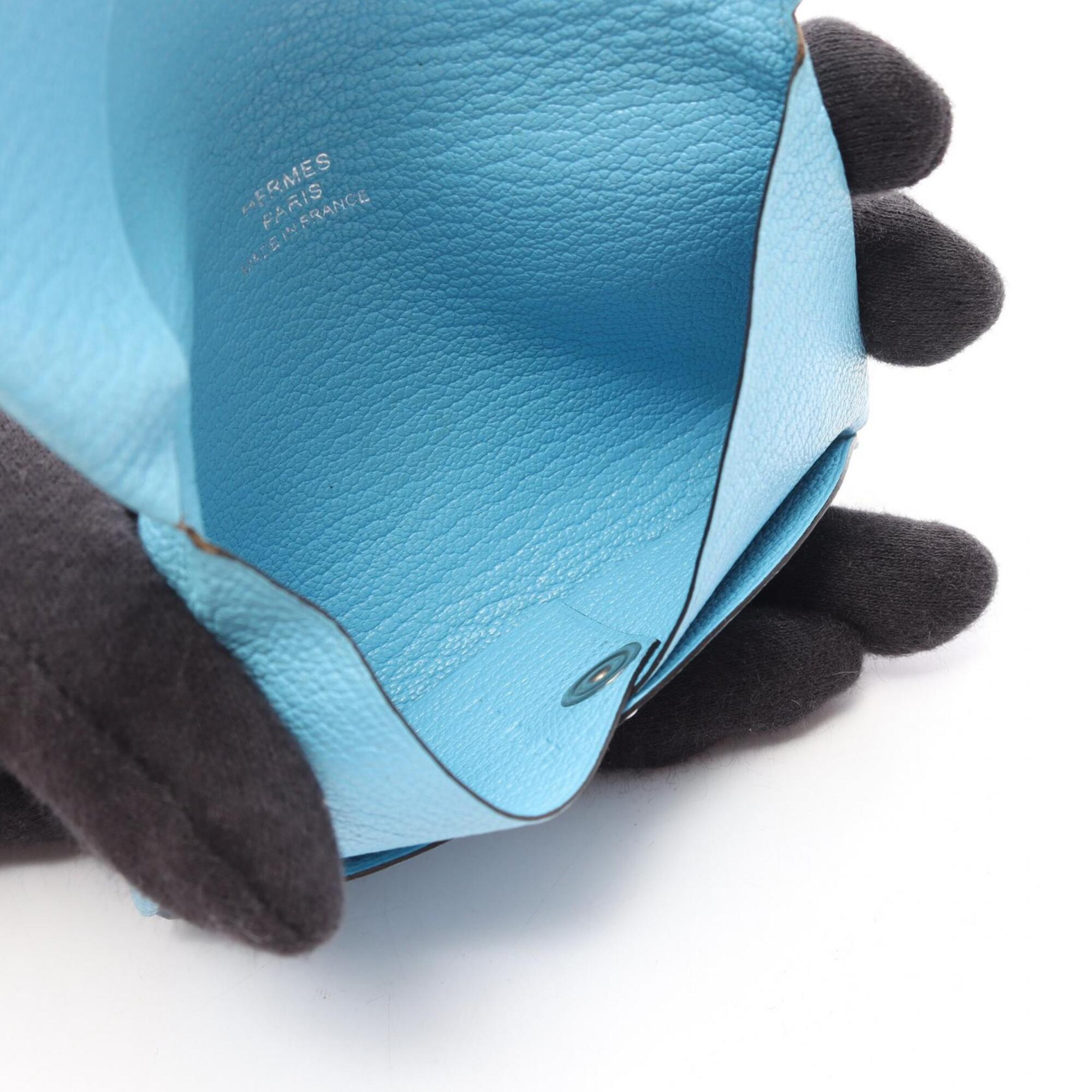 Hermes Blue Celeste Chevre Leather Coin Purse/Coin Case (Pre-Owned)