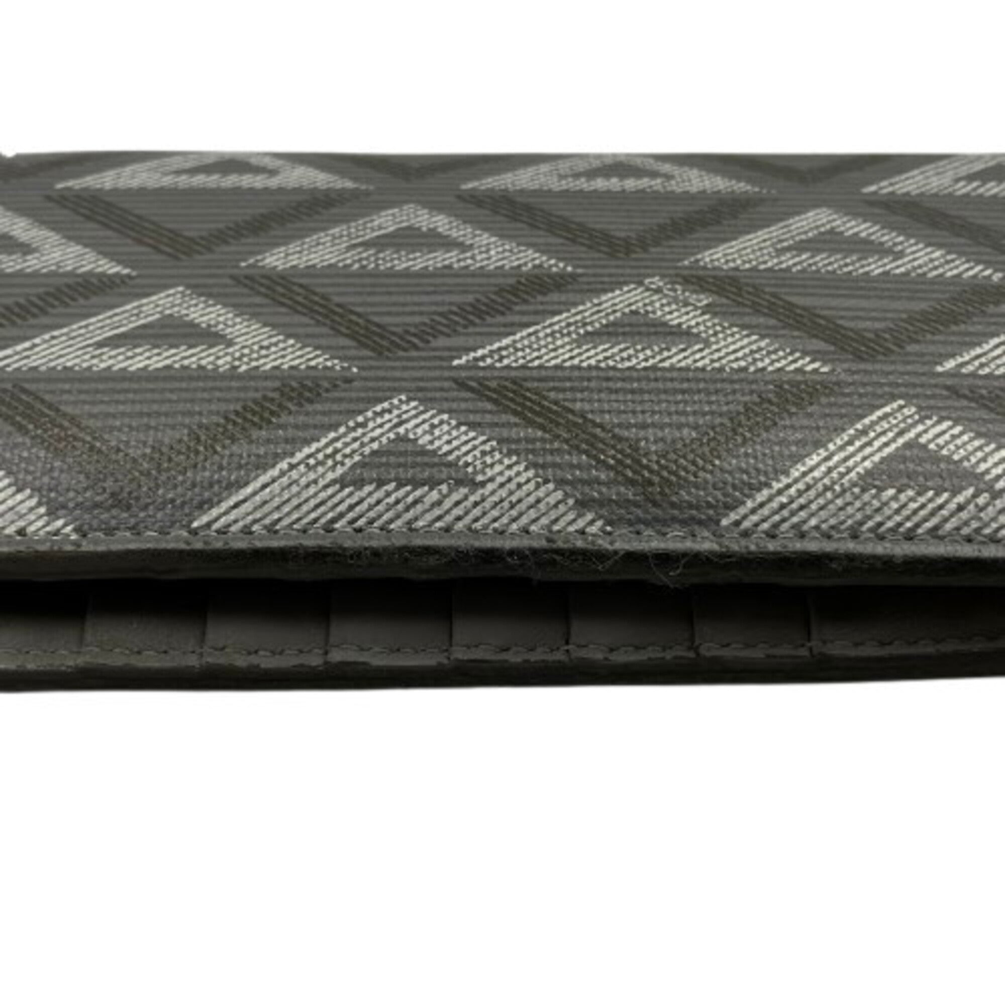 Christian Dior Gray Leather Long Wallet (Bi-Fold) (Pre-Owned)