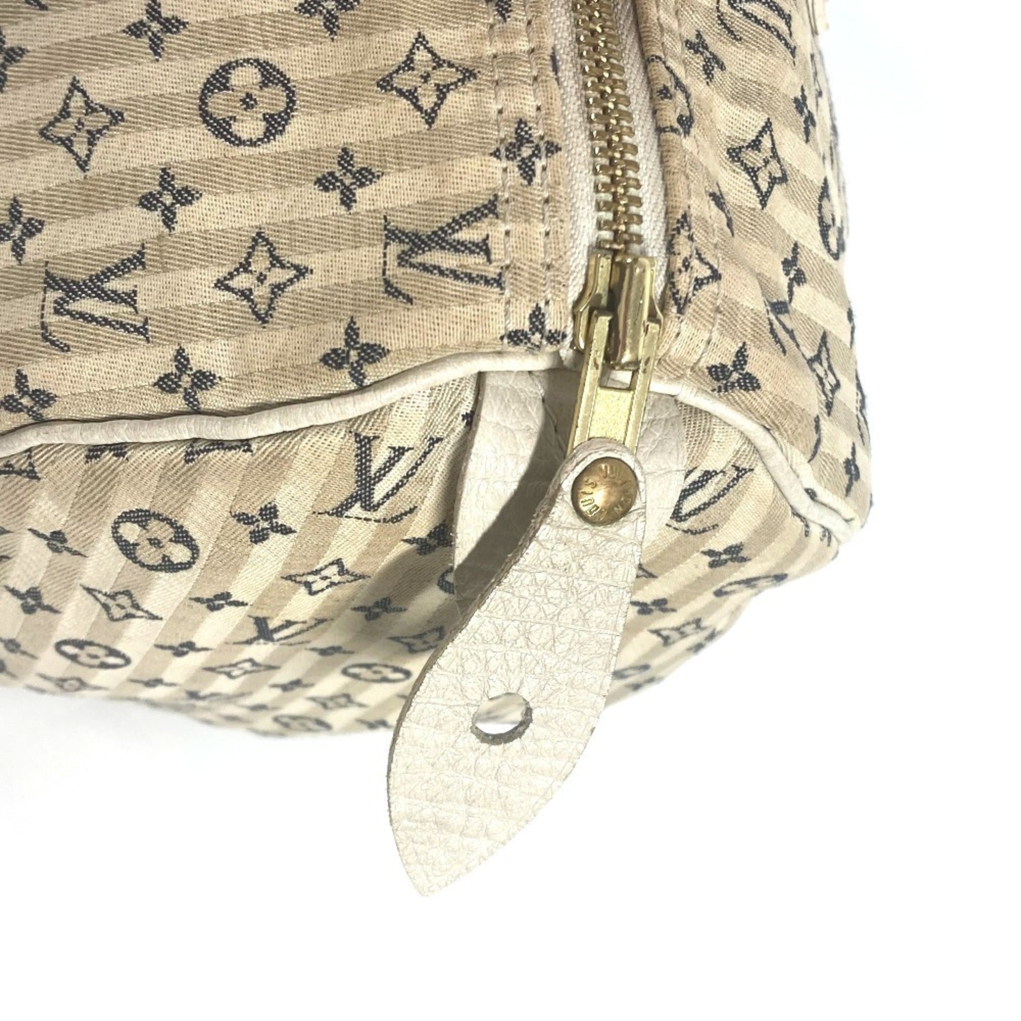 Louis Vuitton Monogram Mini Lin Navy White Monogram Mini Lin Boston Bag Handbag (Pre-Owned)