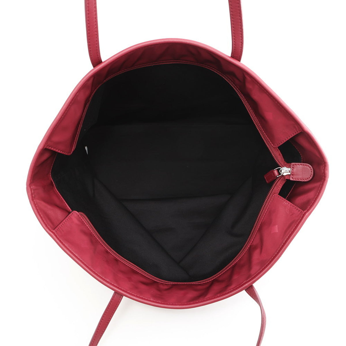 Mcm Visetos Bordeaux Nylon Leather Handbag Tote Bag (Pre-Owned)