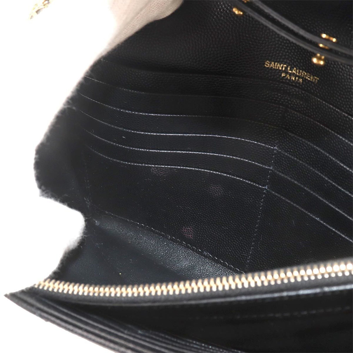 Saint Laurent Black Leather Chain/Shoulder Wallet (Pre-Owned)