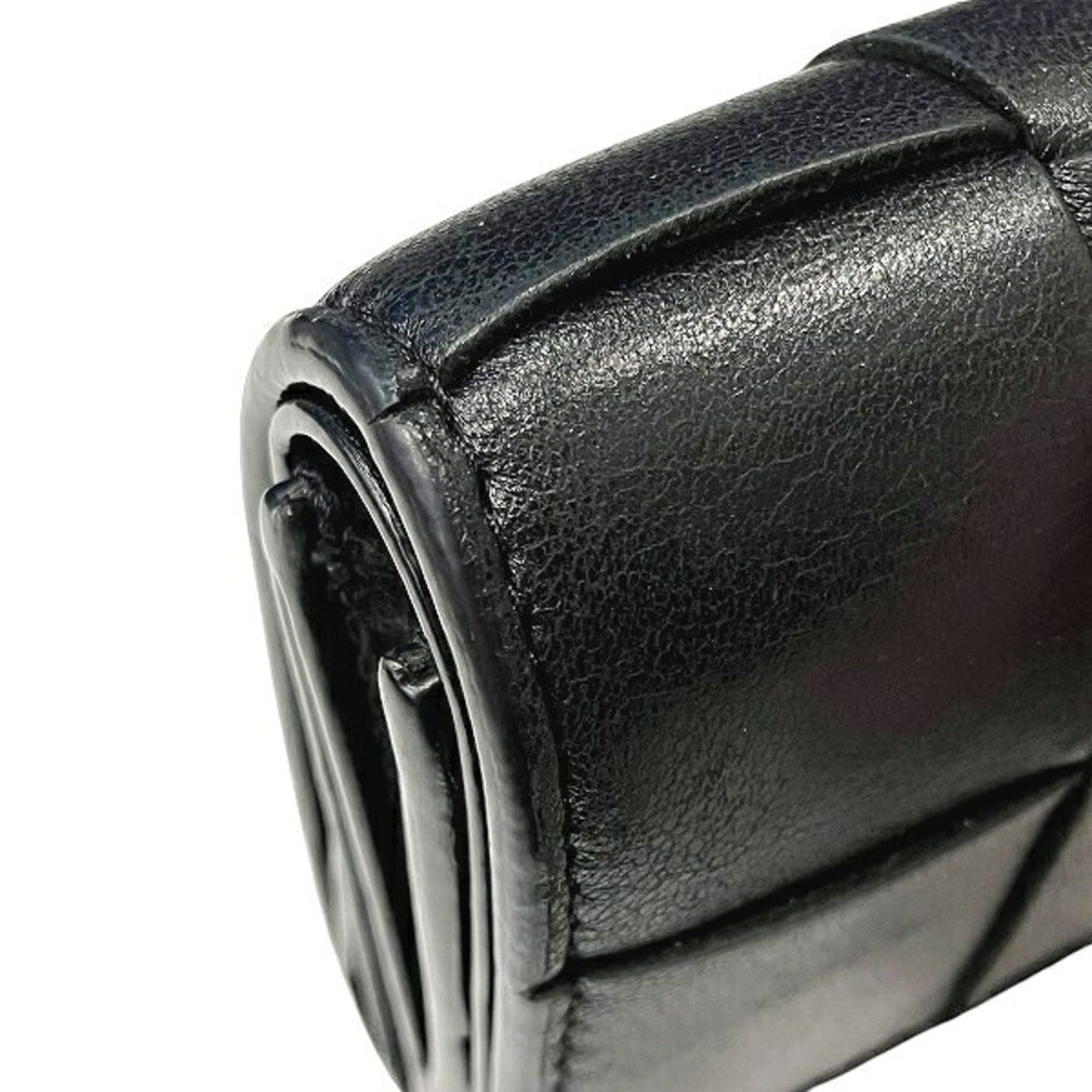 Bottega Veneta Black Leather Coin Purse/Coin Case (Pre-Owned)