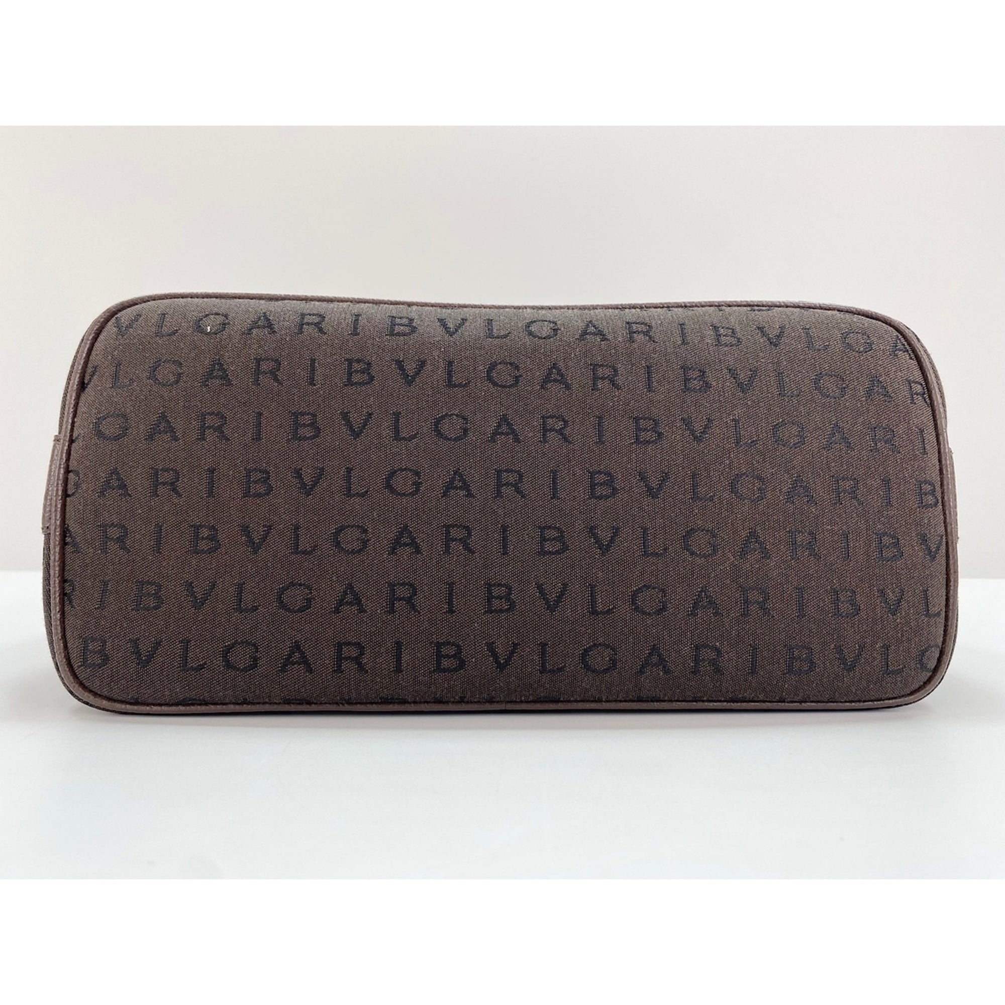 Bvlgari Logomania Brown Canvas Handbag (Pre-Owned)