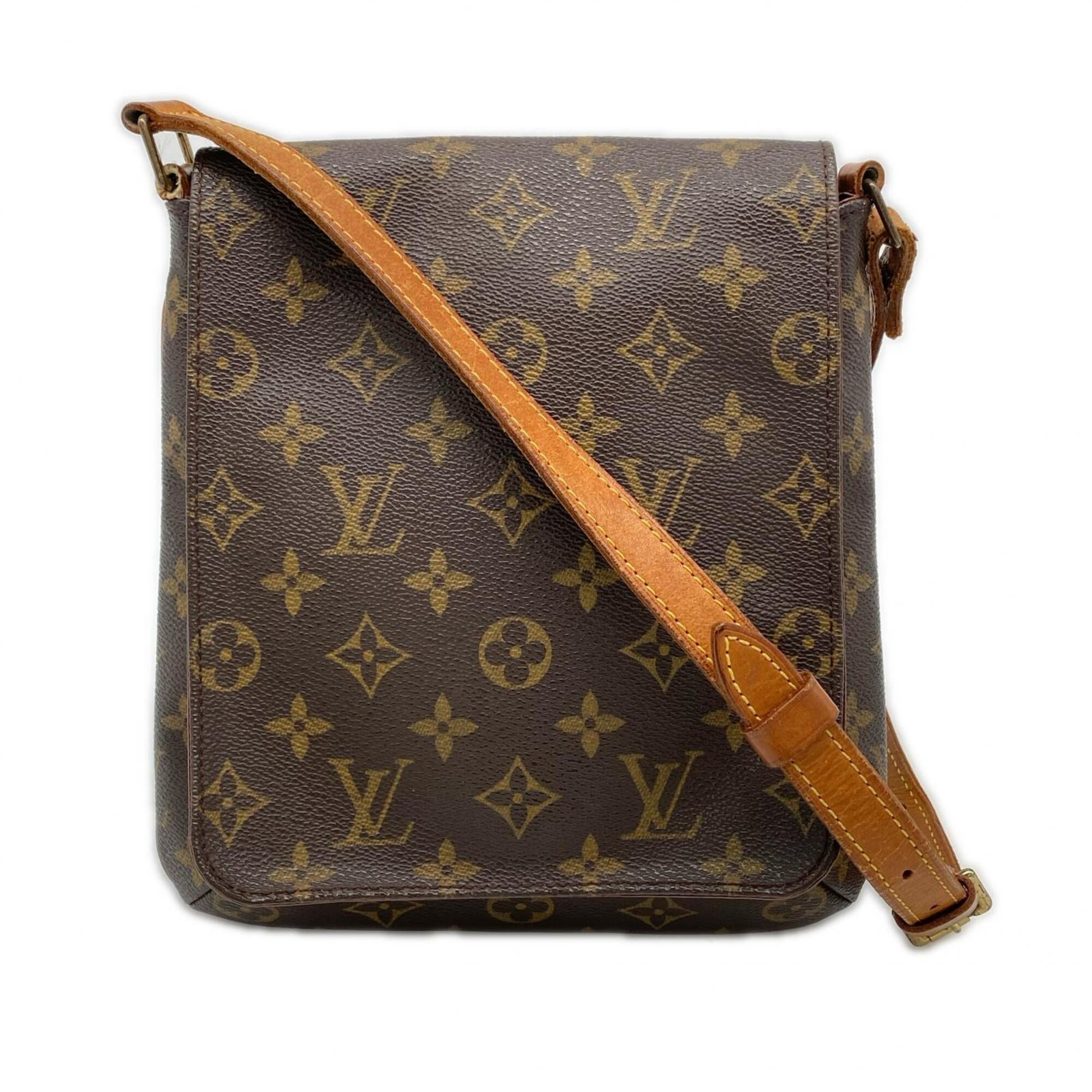 Louis Vuitton Beige Brown Monogram Coated Canvas Leather Shoulder Bag (Pre-Owned)