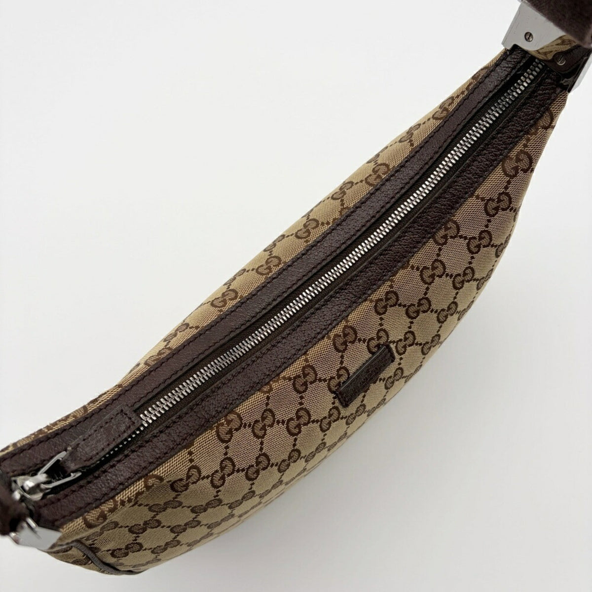 Gucci Beige Brown Canvas Leather Shoulder Bag (Pre-Owned)