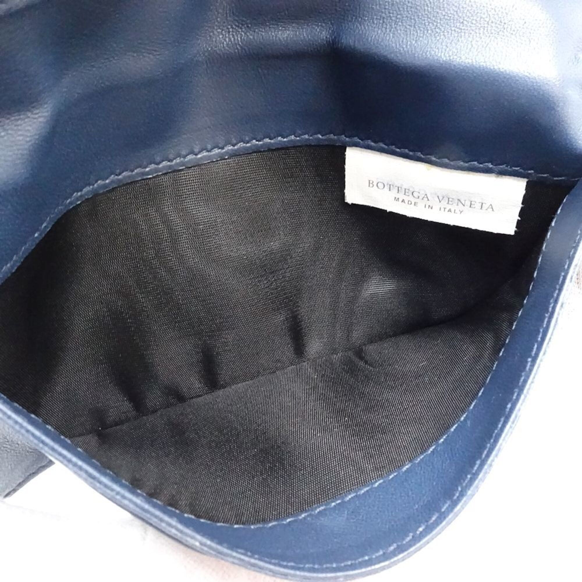Bottega Veneta Intrecciato Navy Leather Wallet (Bi-Fold) (Pre-Owned)