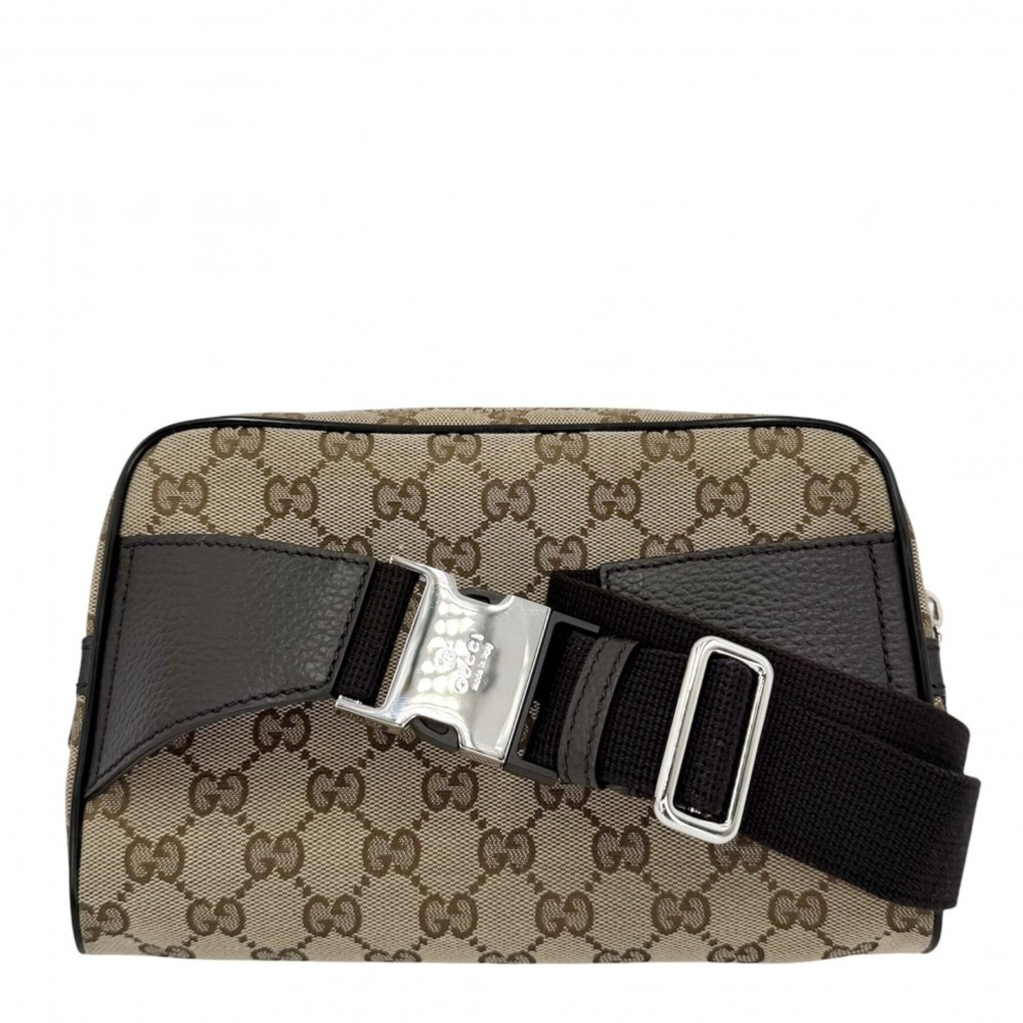 Gucci Brown Gg Canvas Leather Fanny Pack Sling Bag (Pre-Owned)