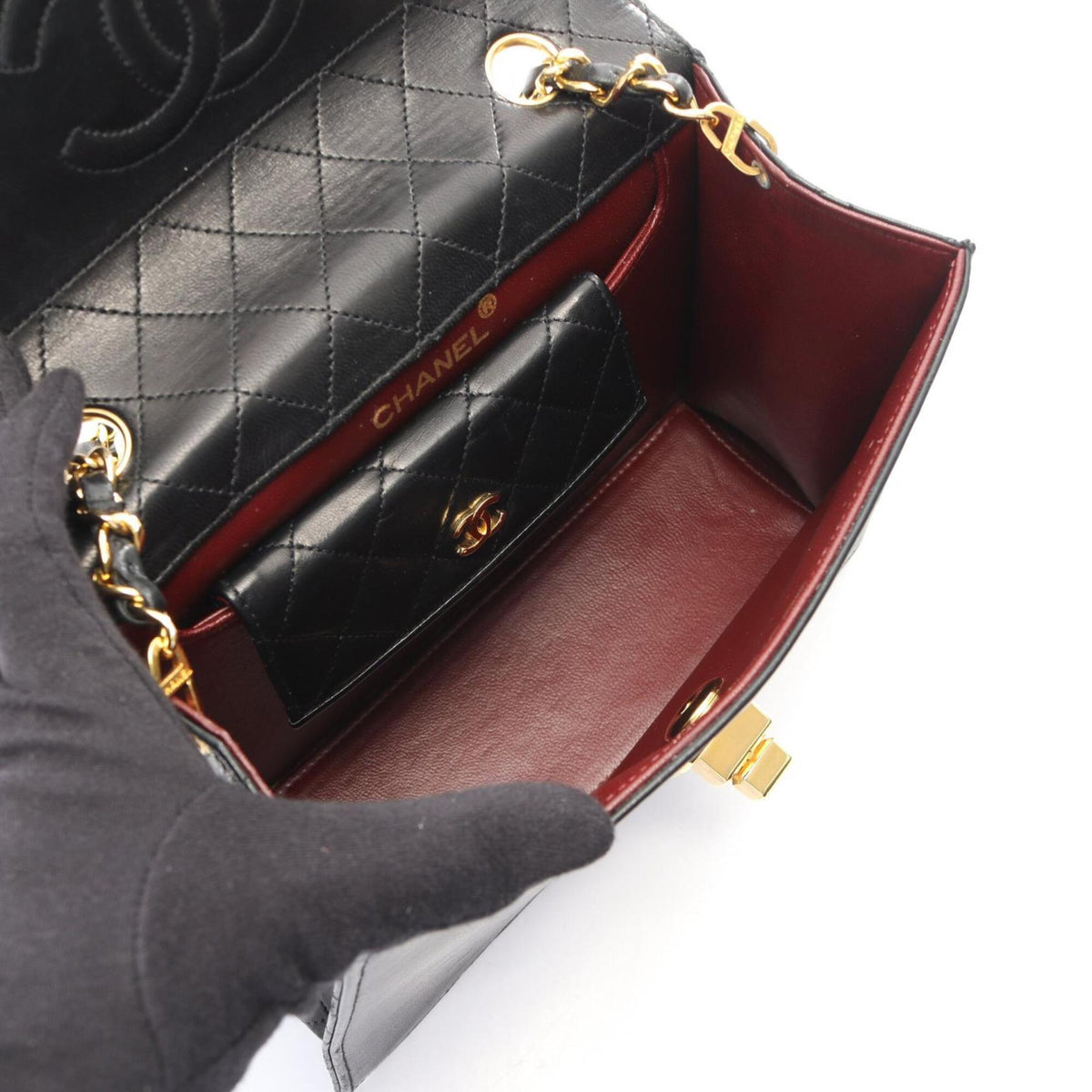 Chanel Black Leather Handbag Shoulder Bag (Pre-Owned)