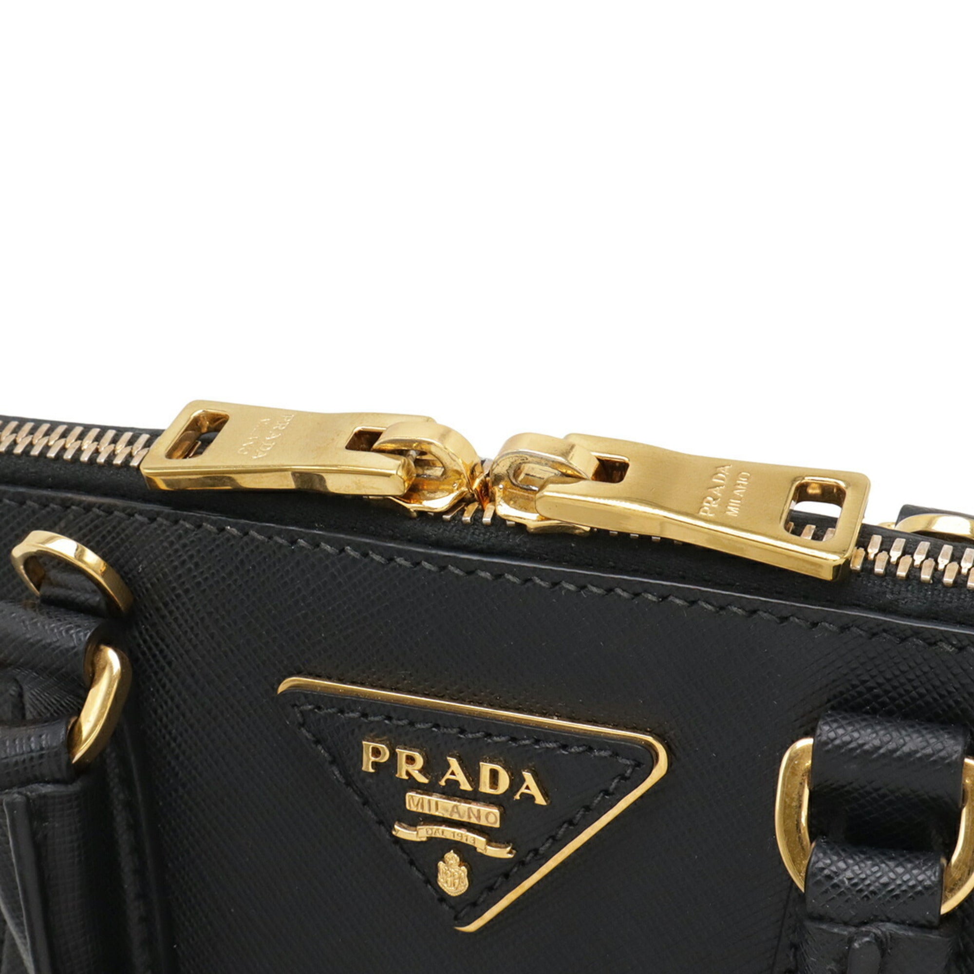 Prada Saffiano Black Nero Leather Handbag Shoulder Bag (Pre-Owned)