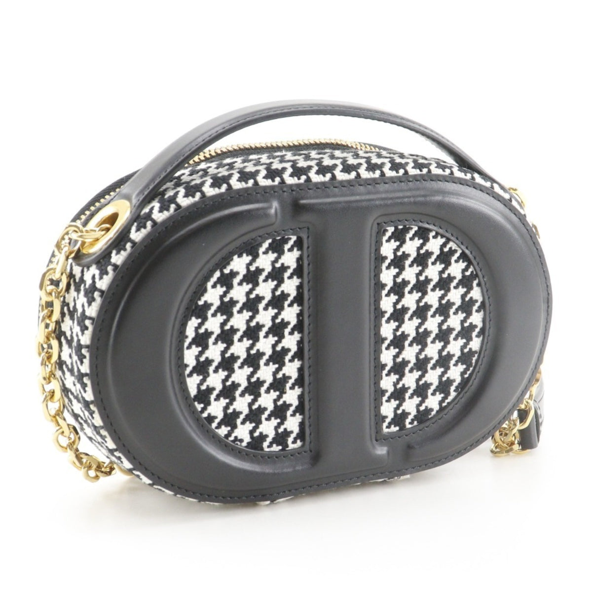 Christian Dior Black White Canvas Leather Shoulder Bag (Pre-Owned)