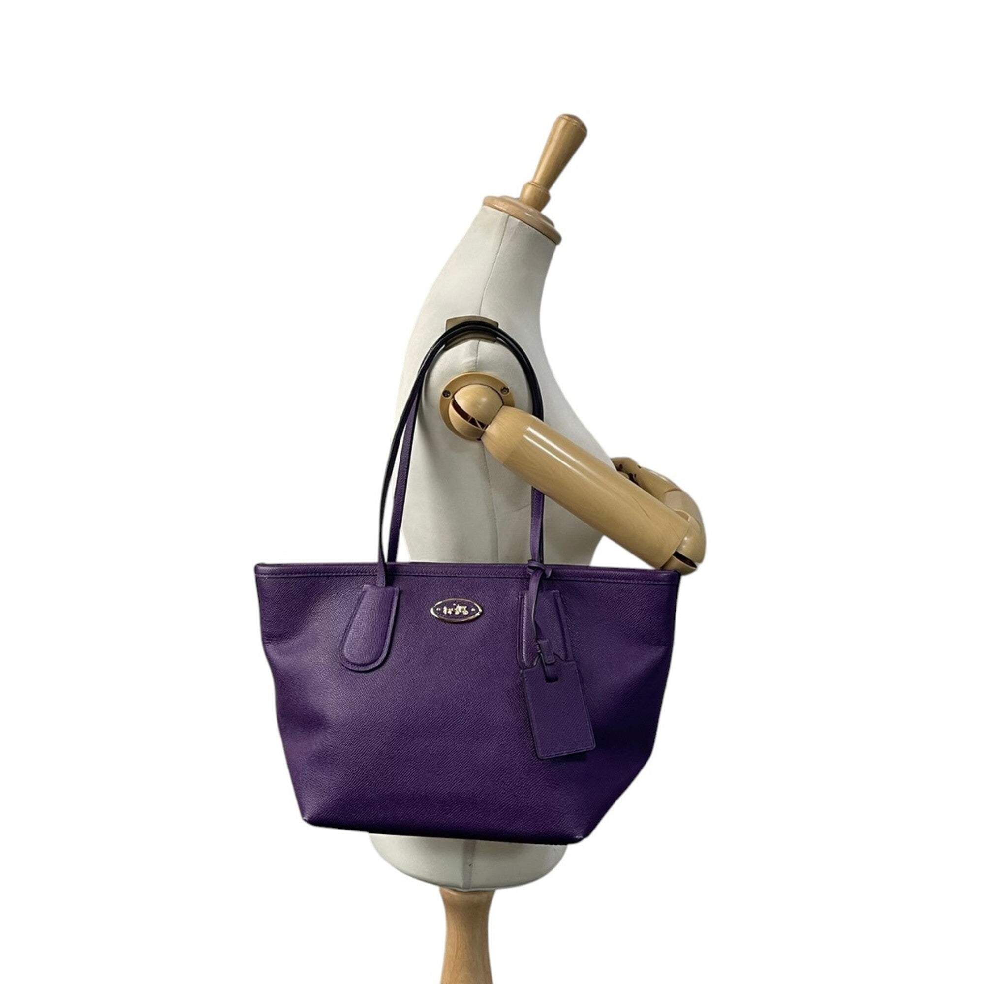 Coach Purple Leather Handbag Tote Bag (Pre-Owned)