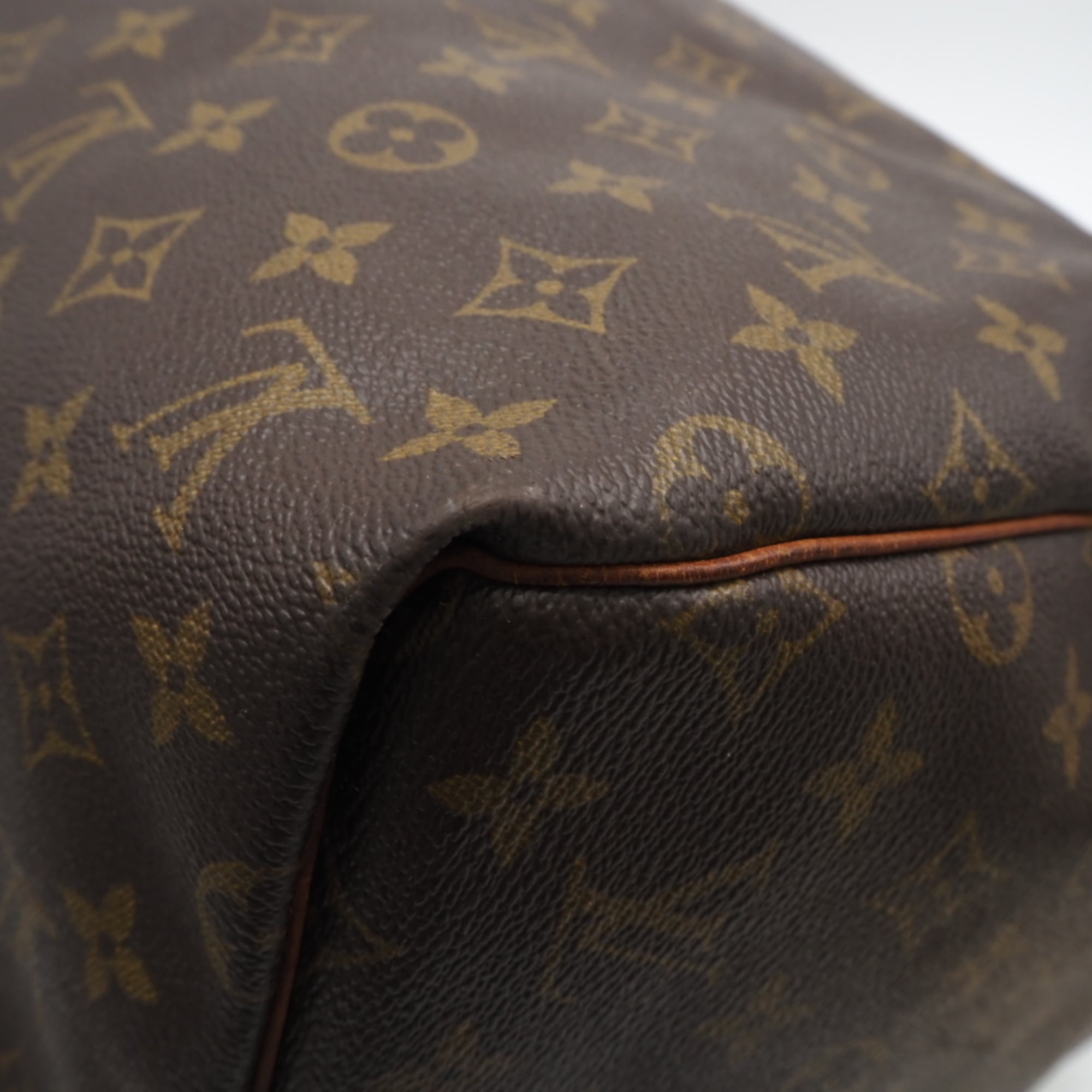 Louis Vuitton Monogram Beige Brown Coated Canvas Leather Boston Bag (Pre-Owned)
