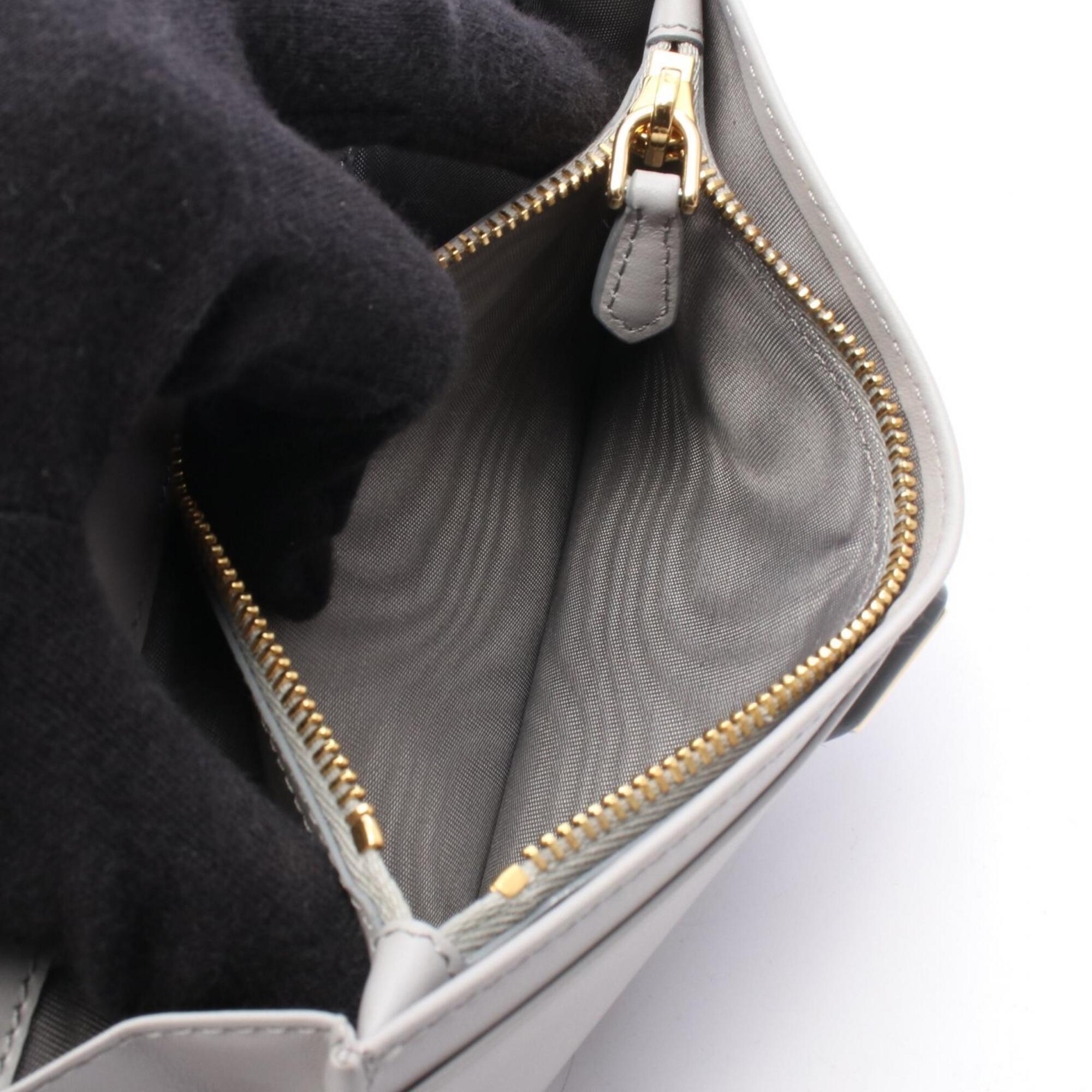 Prada Gray Leather Long Wallet (Bi-Fold) (Pre-Owned)