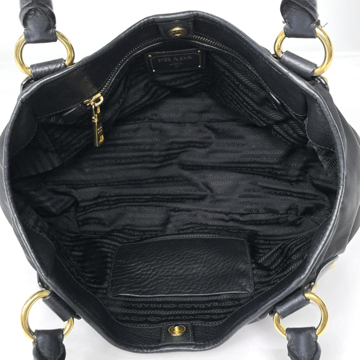 Prada Black Nylon Leather Tote Bag (Pre-Owned)