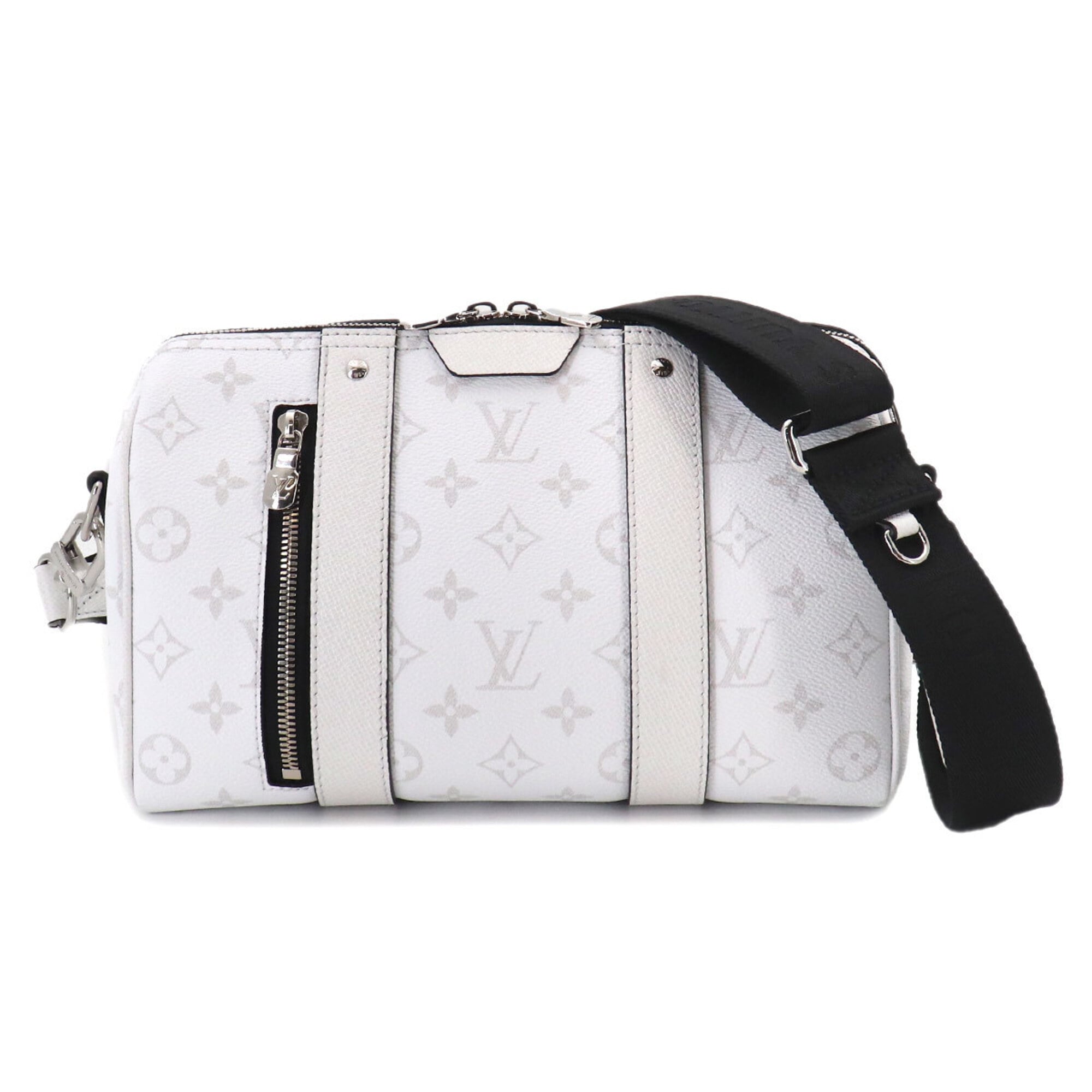 Louis Vuitton White Monogram Canvas Taiga Leather Leather Shoulder Bag (Pre-Owned)
