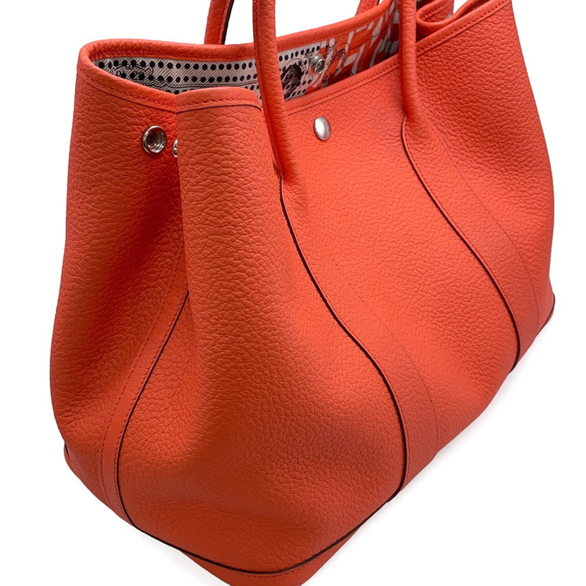 Hermes Garden Orange Poppy Country Leather Handbag Tote Bag (Pre-Owned)