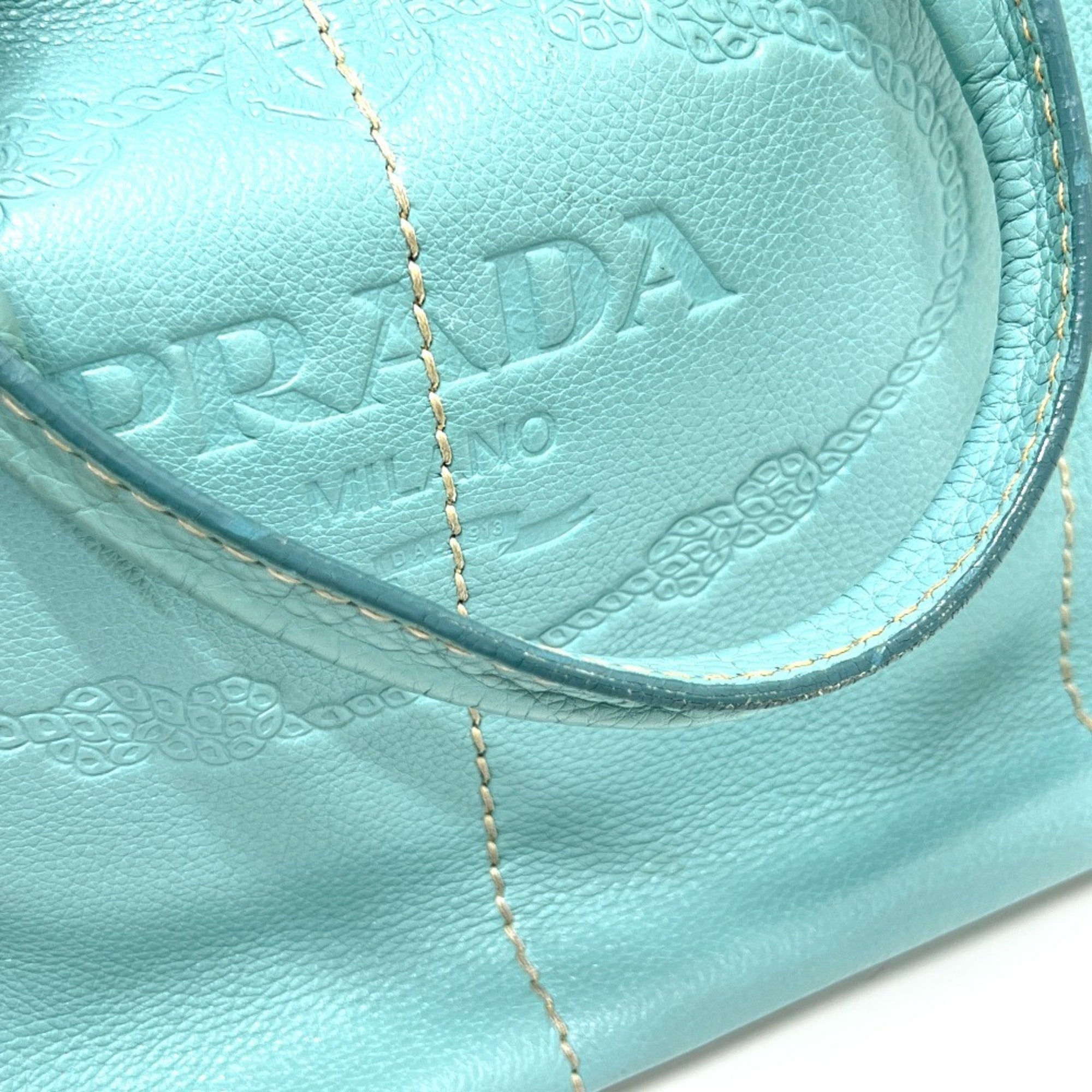 Prada Blue Canapa Handbag Tote Bag (Pre-Owned)