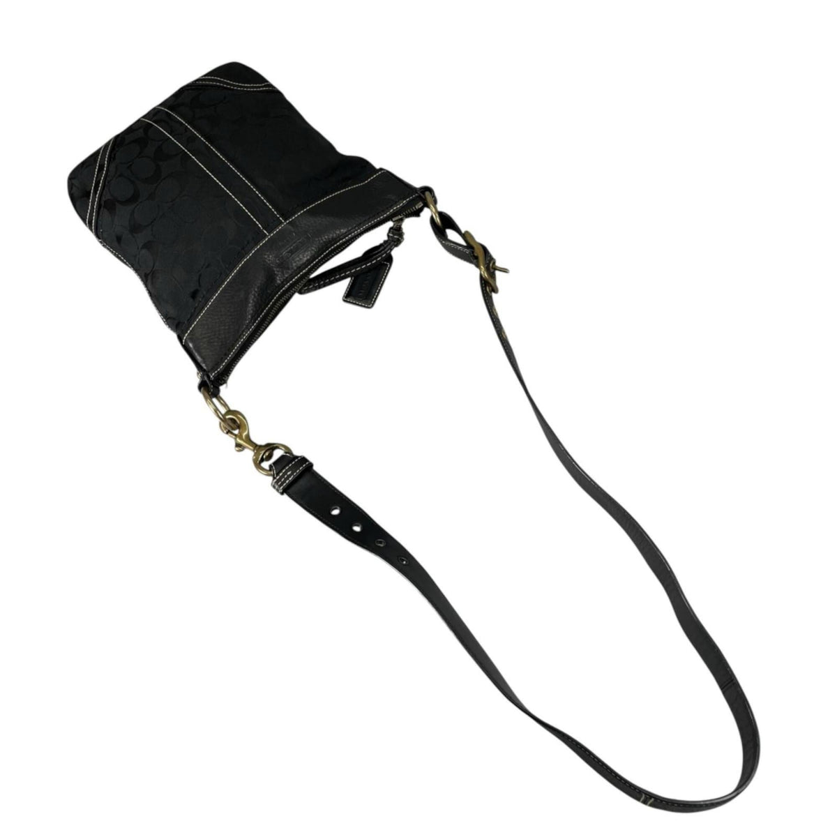 Coach Black Canvas Leather Shoulder Bag (Pre-Owned)