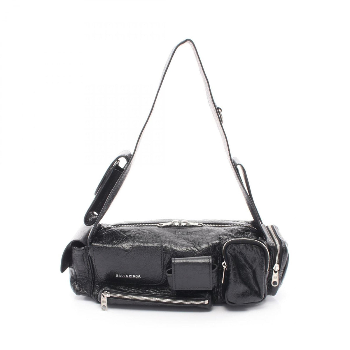 Balenciaga Black Leather Handbag Shoulder Bag Sling Bag (Pre-Owned)