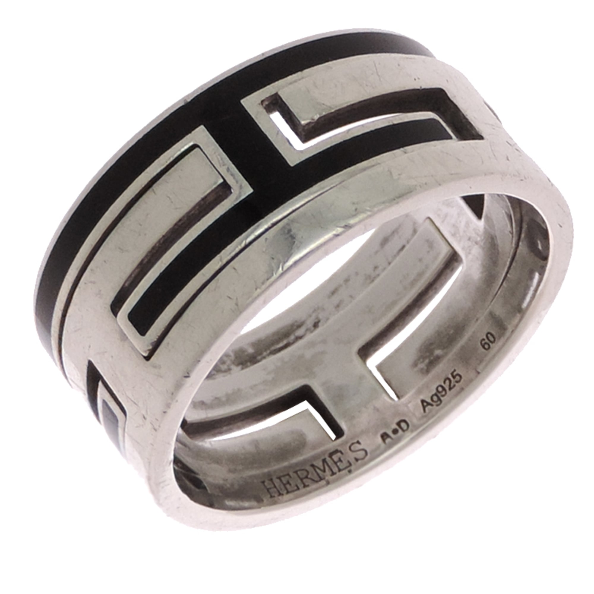 Hermes Silver 925 Band Ring (Pre-Owned)