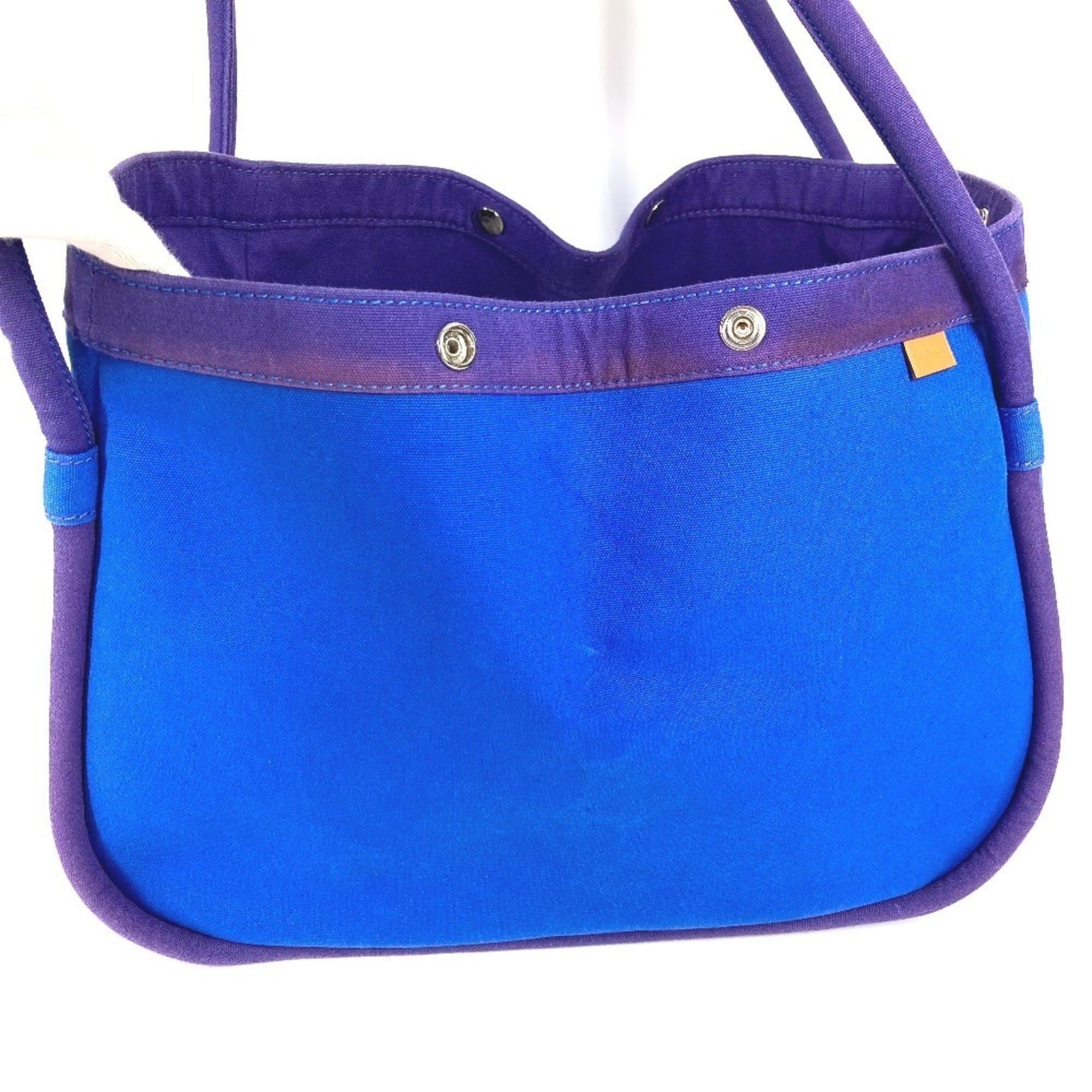 Hermes Blue Canvas Handbag Tote Bag (Pre-Owned)