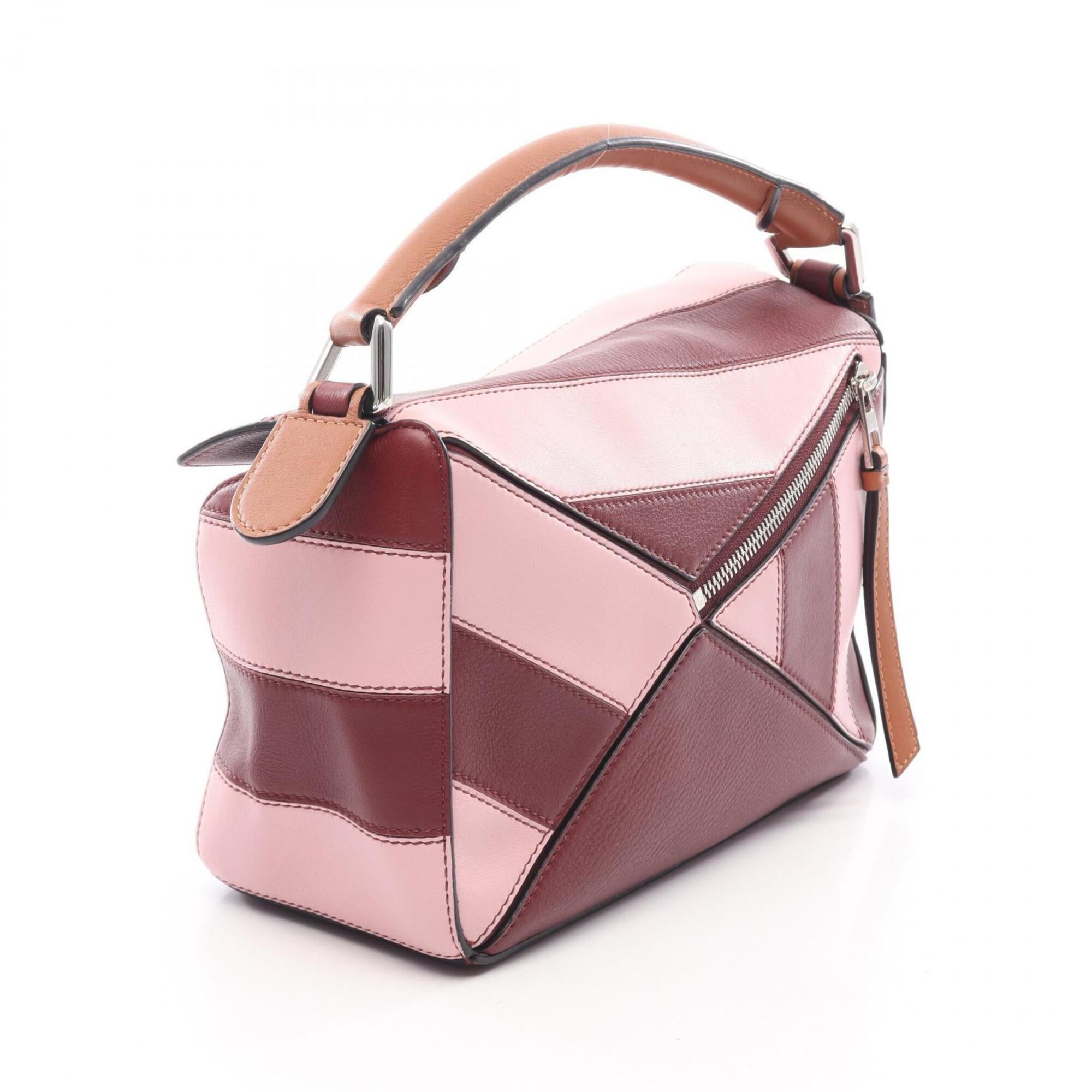 Loewe Bordeaux Brown Pink Leather Handbag (Pre-Owned)