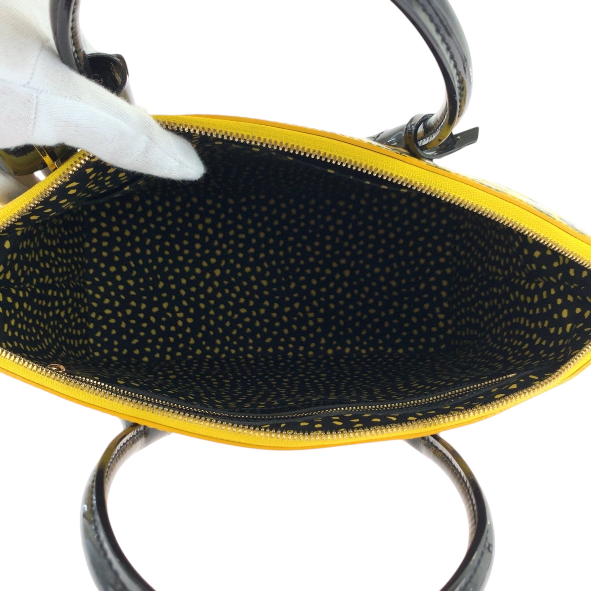 Louis Vuitton Black Jaune Yellow Patent Leather Handbag (Pre-Owned)