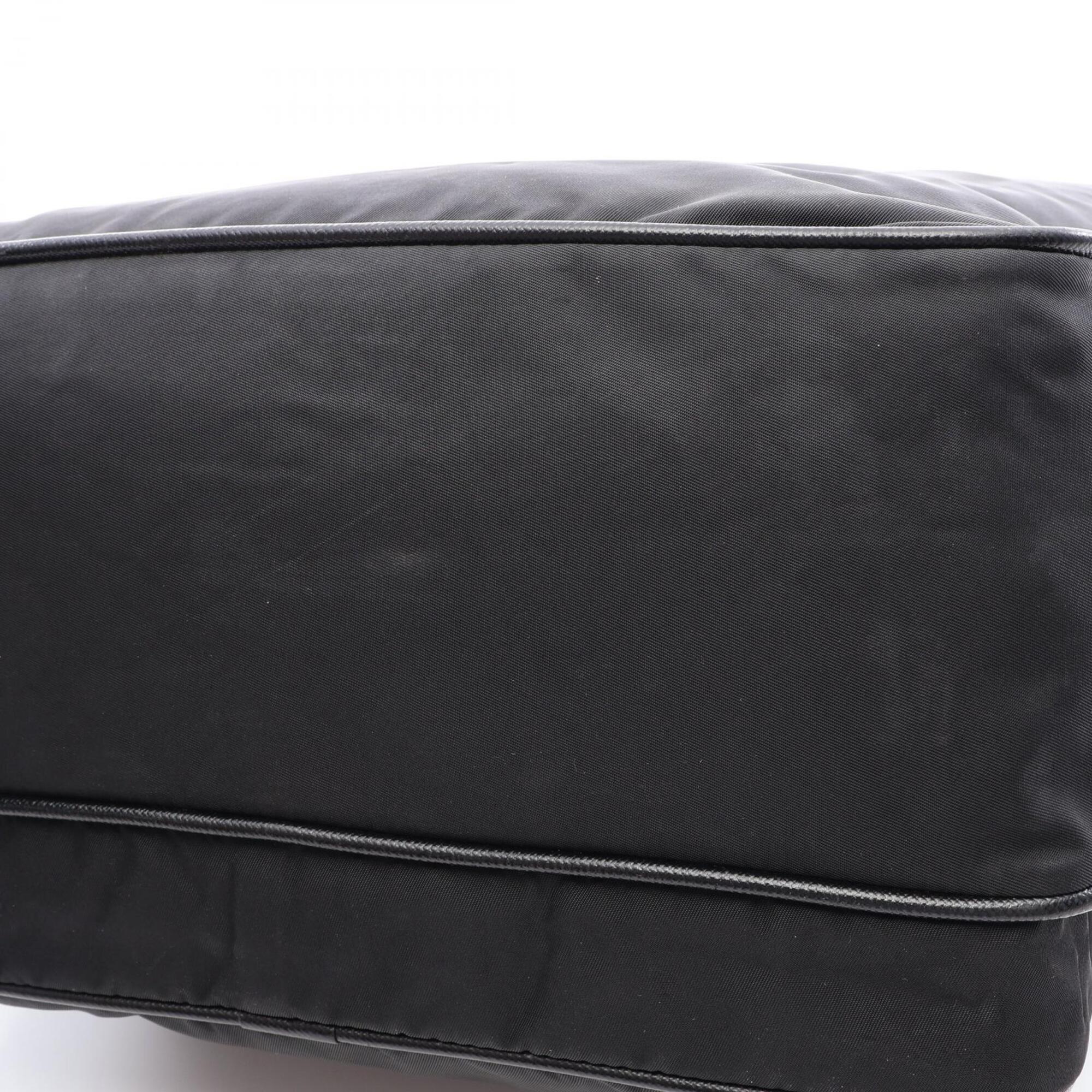Prada Black Nylon Leather Handbag Shoulder Bag (Pre-Owned)