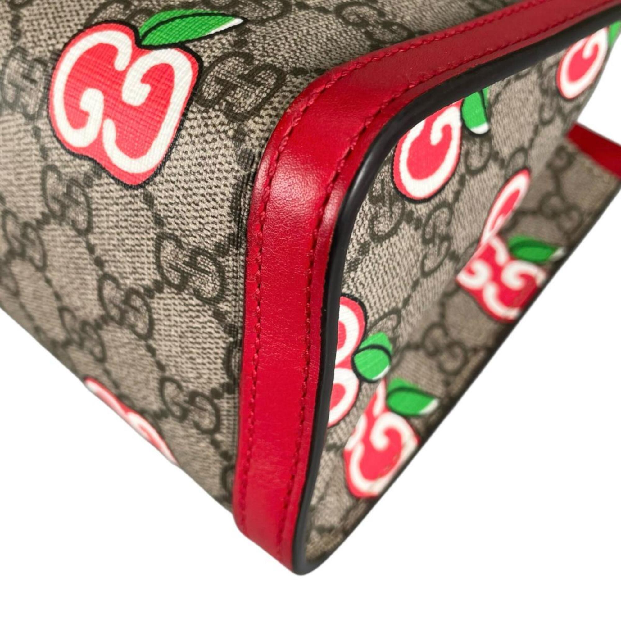Gucci Padlock Beige Multi-Color Red Color Gg Canvas Shoulder Bag (Pre-Owned)