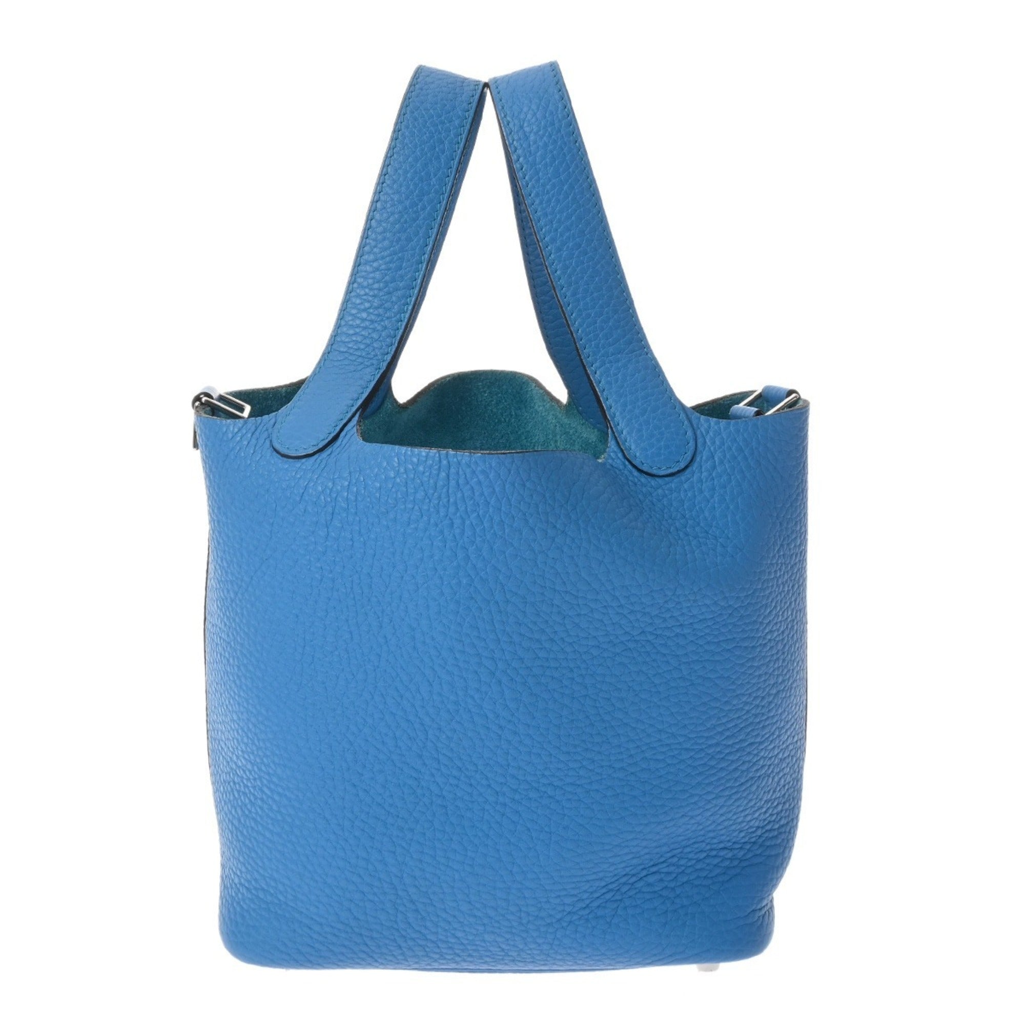 Hermes Blue Taurillon Clemence Leather Handbag (Pre-Owned)
