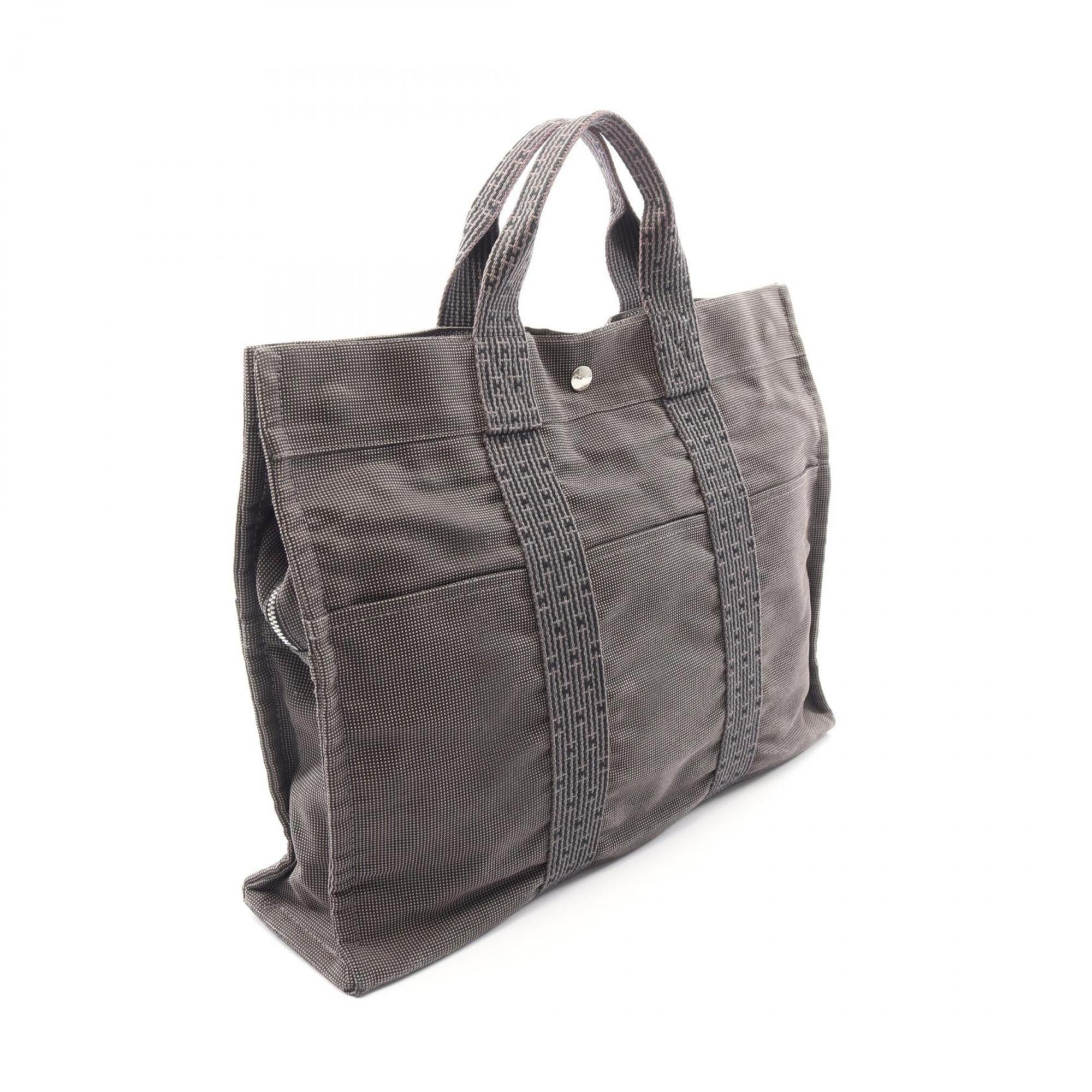 Hermes Gray Nylon Canvas Handbag Tote Bag (Pre-Owned)