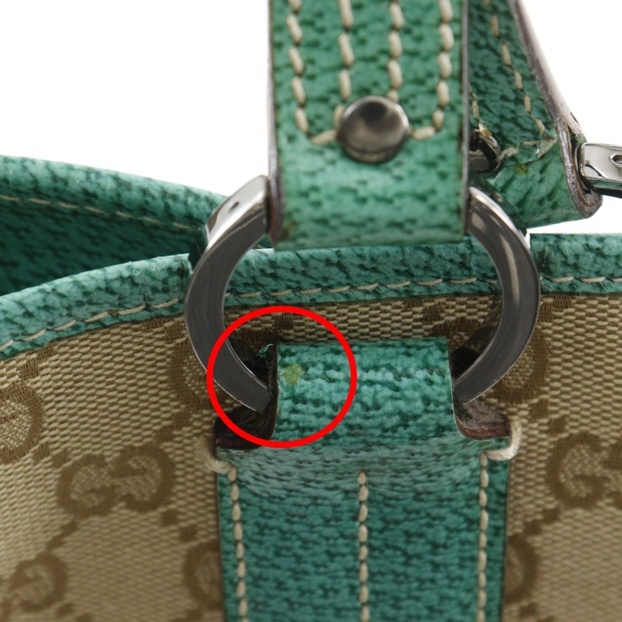 Gucci Gg Canvas Beige Green Gg Canvas Tote Bag (Pre-Owned)