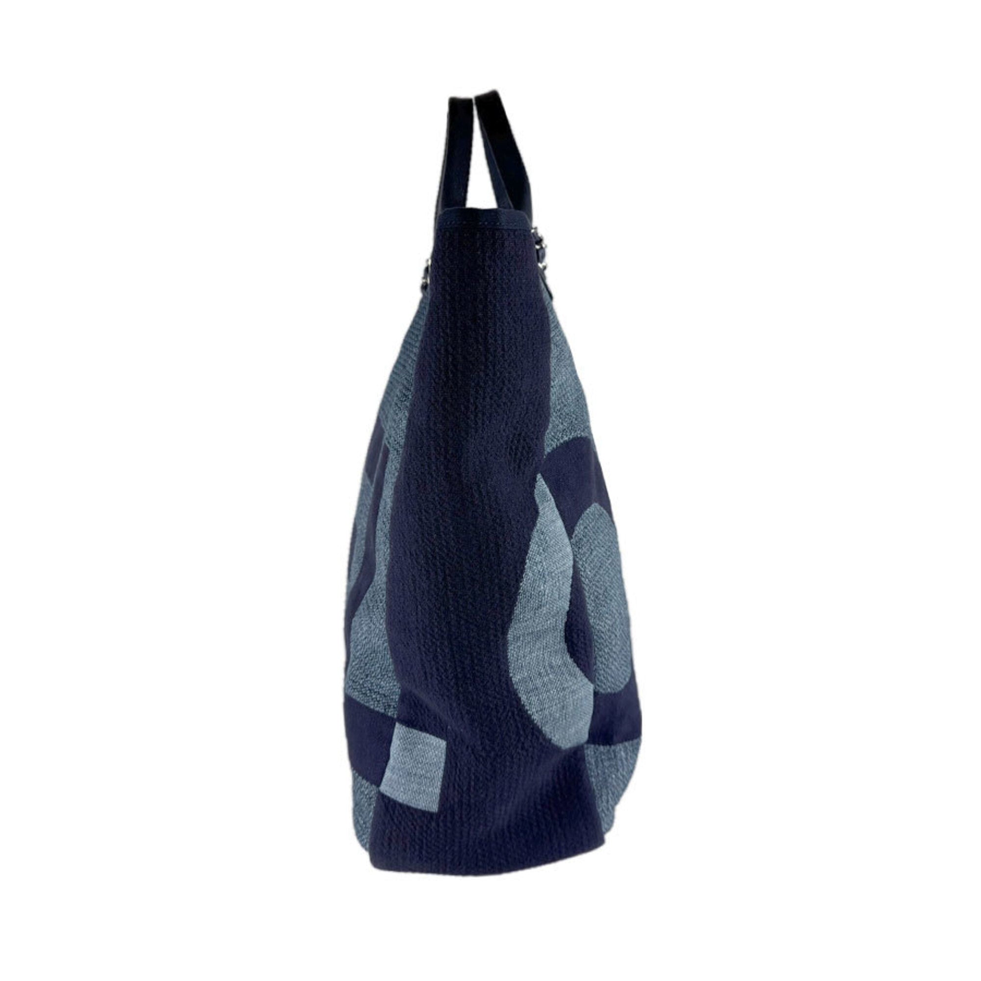 Chanel Blue Raffia Canvas Shoulder Bag Tote Bag (Pre-Owned)