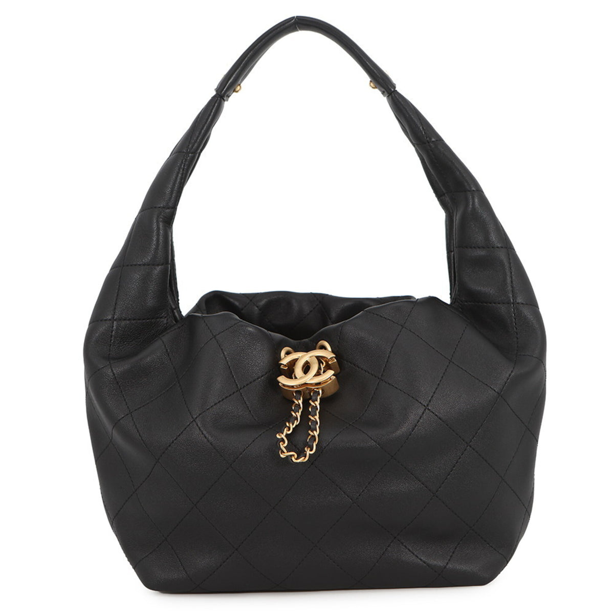 Chanel Matelasse Black Leather Handbag (Pre-Owned)
