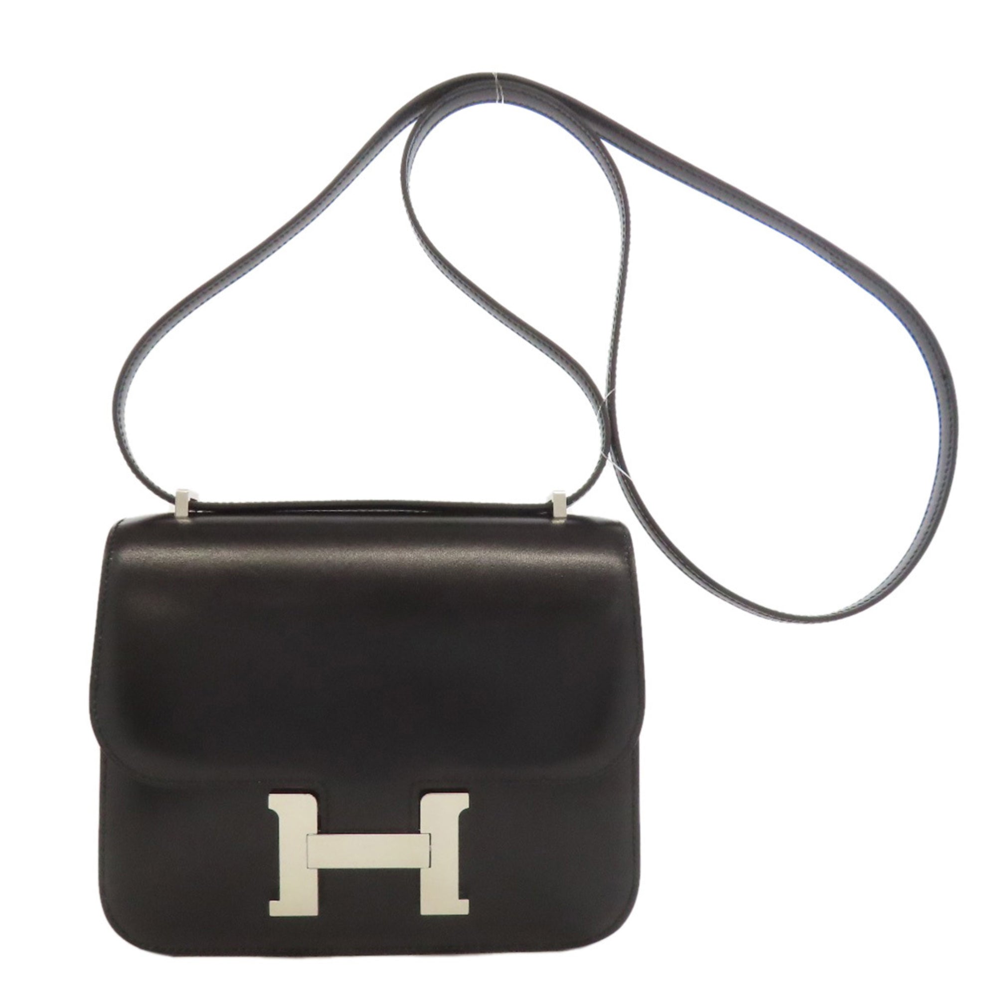 Hermes Black Leather Shoulder Bag (Pre-Owned)