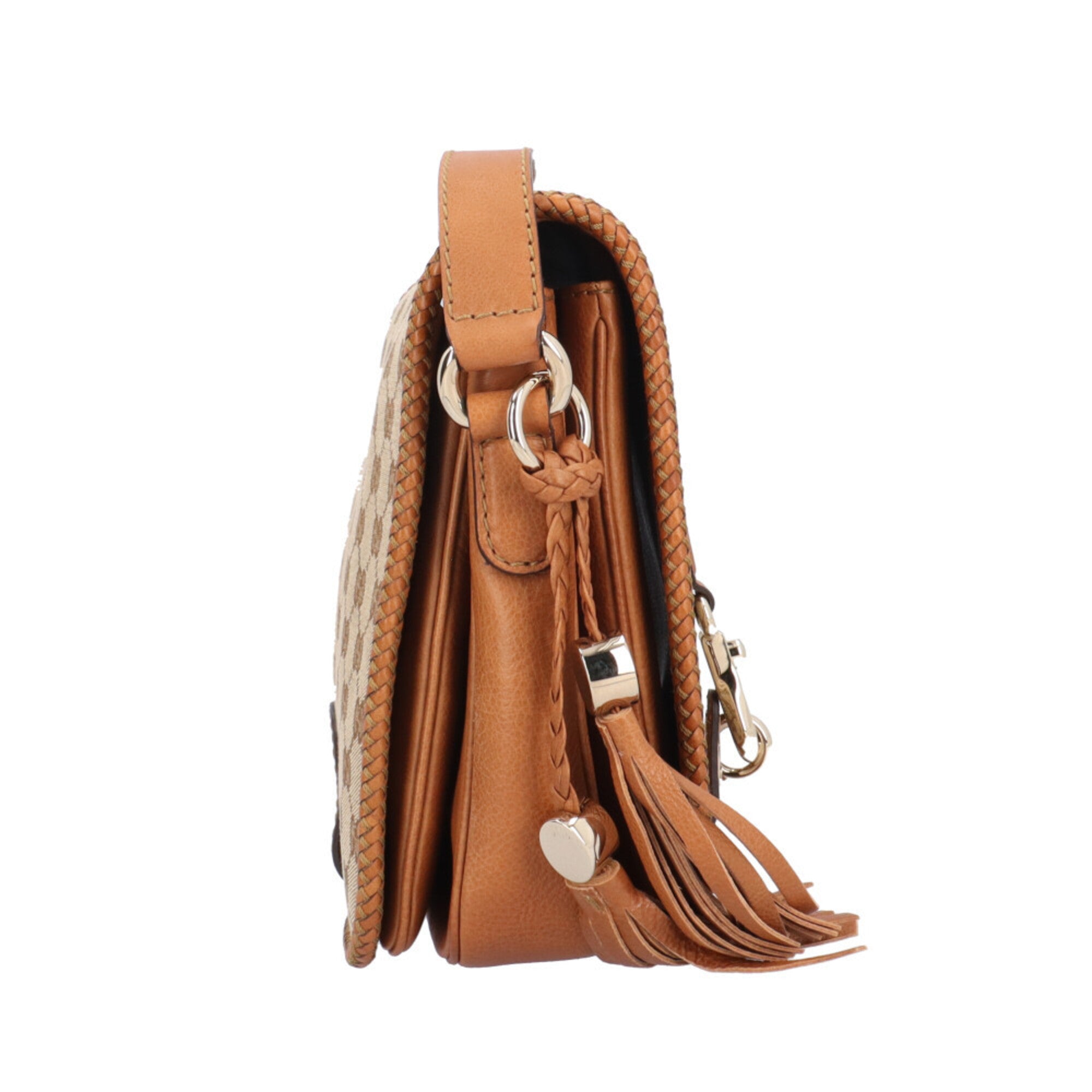 Gucci Gg Canvas Beige Beige Brown Gg Canvas Shoulder Bag (Pre-Owned)