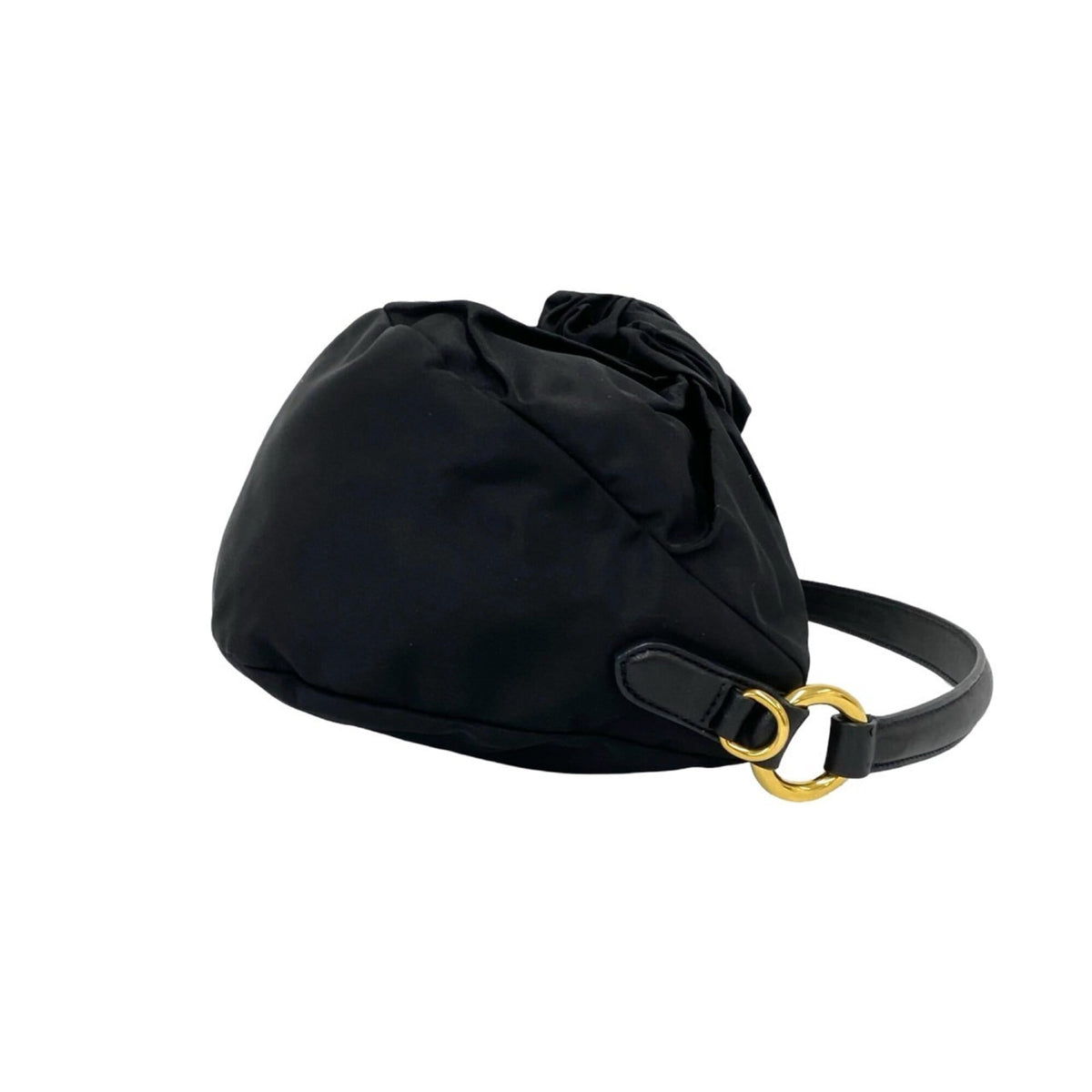 Prada Black Nylon Leather Handbag Shoulder Bag (Pre-Owned)