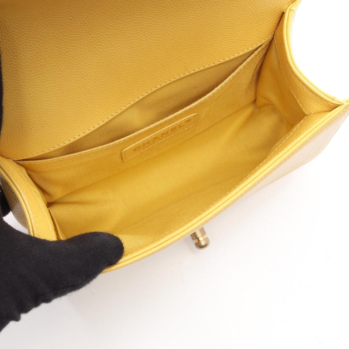 Chanel Yellow Grained Calfskin Handbag Shoulder Bag (Pre-Owned)