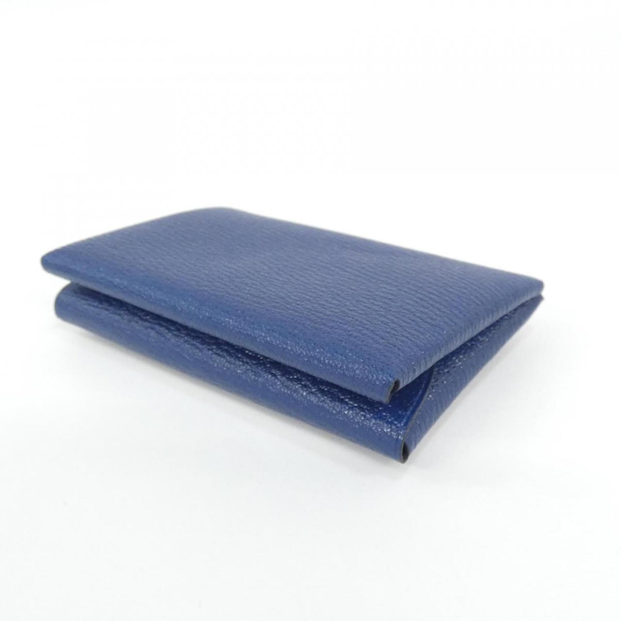 Hermes Blue Navy Chevre Leather Coin Purse/Coin Case (Pre-Owned)