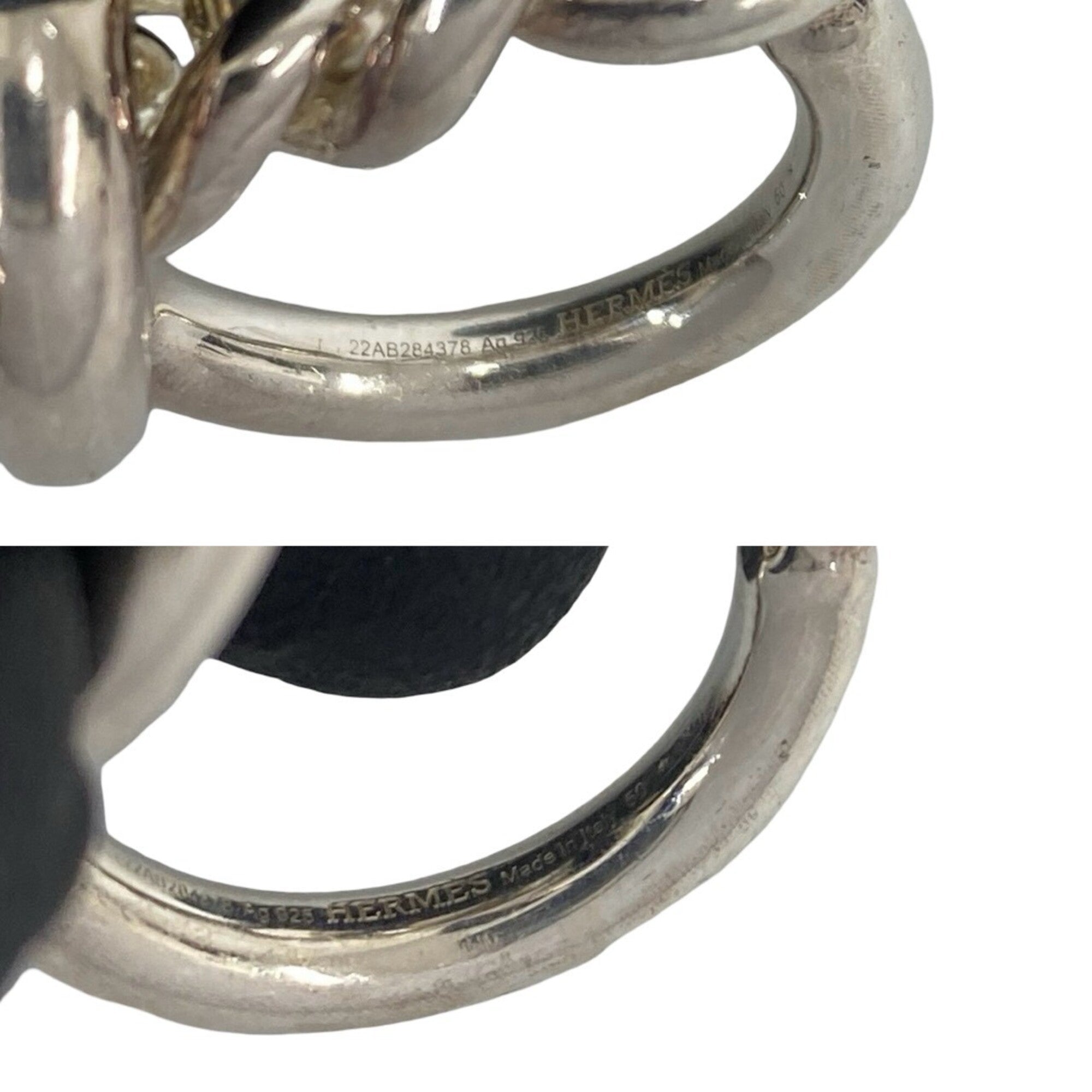Hermes Silver Silver 925 Band Ring (Pre-Owned)