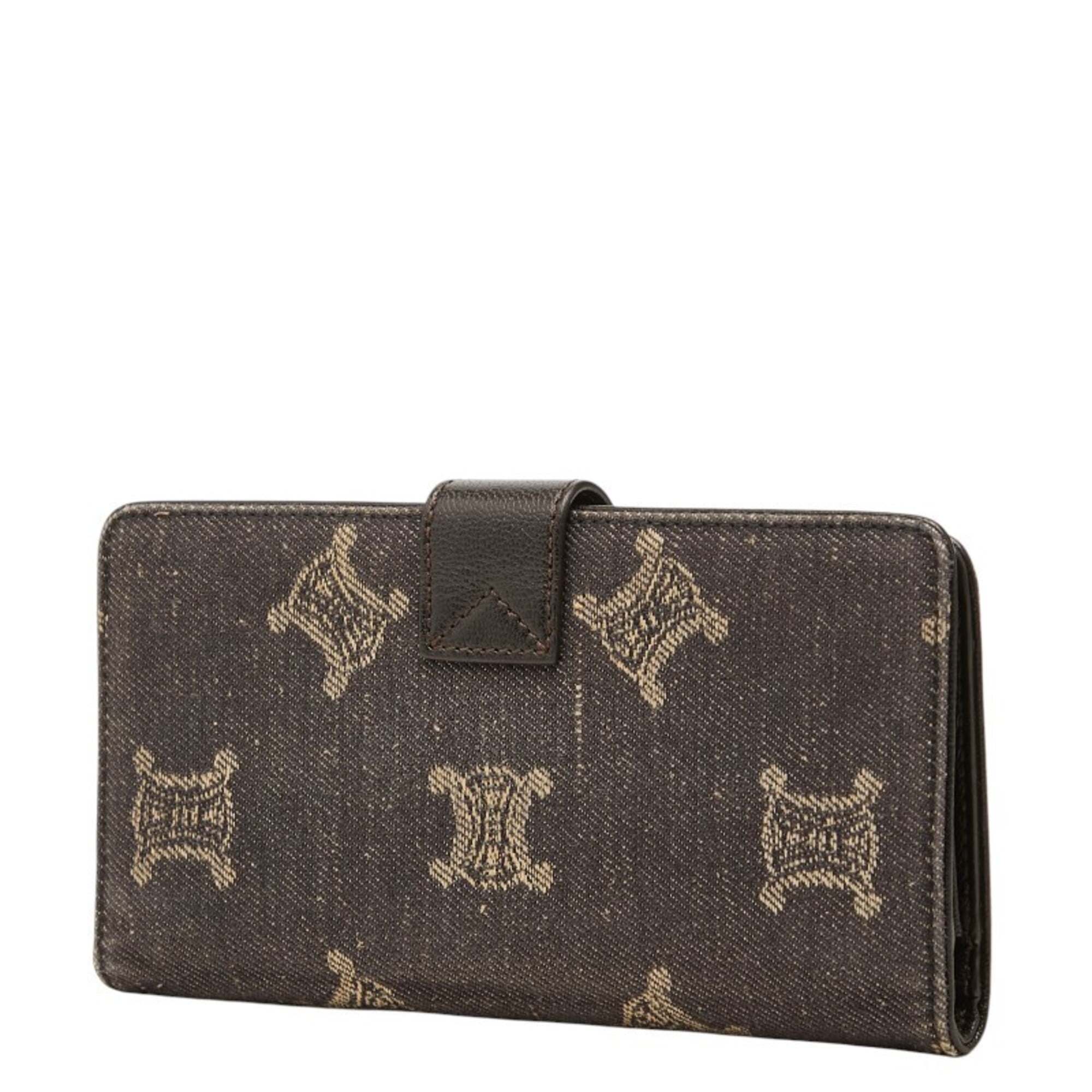 Celine Gray Denim Leather Long Wallet (Bi-Fold) (Pre-Owned)