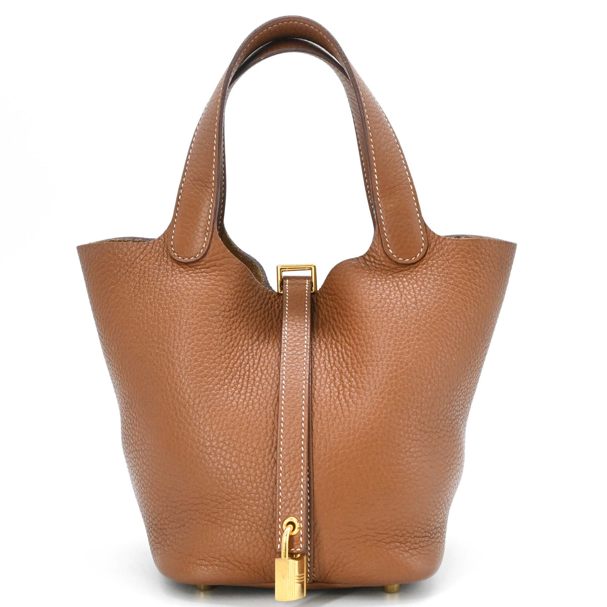 Hermes Picotin Gold Taurillon Clemence Leather Handbag (Pre-Owned)