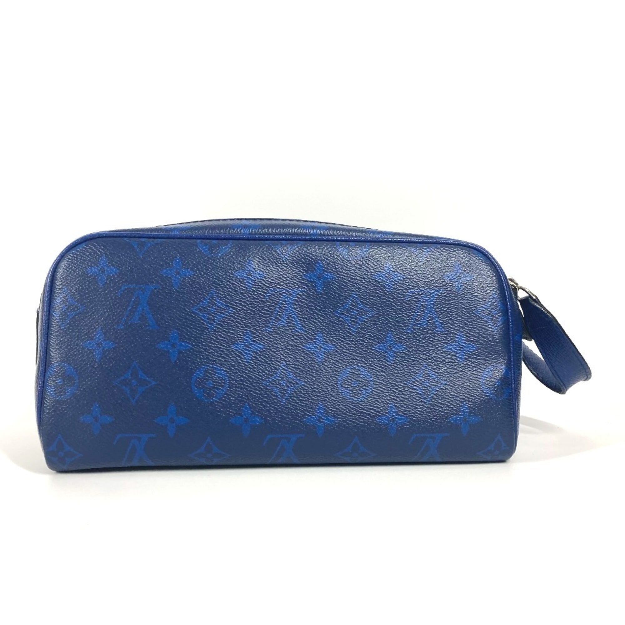 Louis Vuitton Taiga Blue Taiga Leather Monogram Clutch Bag Handbag (Pre-Owned)