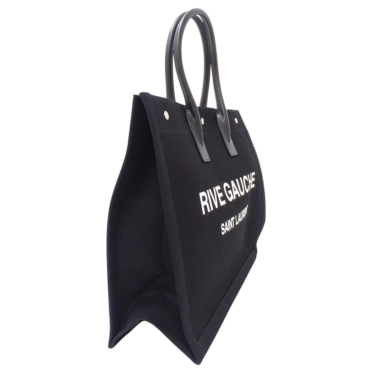 Saint Laurent Black Canvas Handbag Tote Bag (Pre-Owned)